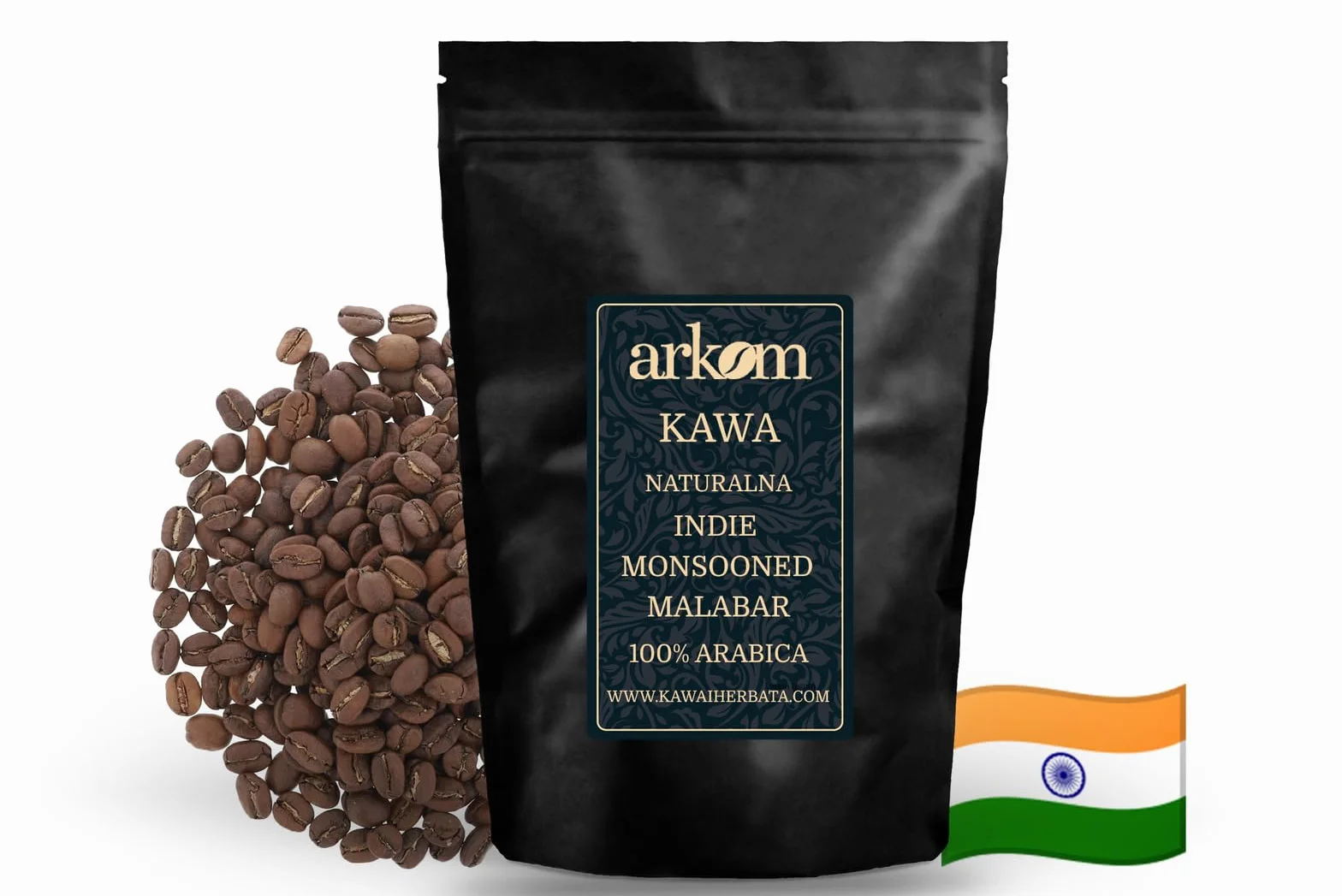 Arkom Indie Monsooned Malabar Kawa ziarnista Arabica, 250g