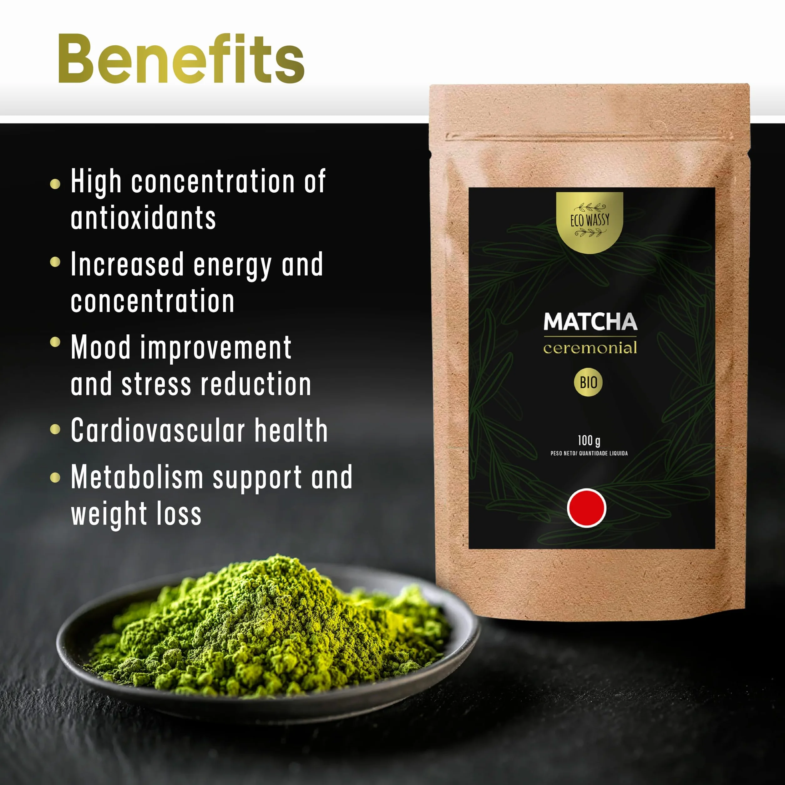 BIO Japońska herbata Matcha CEREMONIAL w proszku 100% Naturalna Czysta z upraw ekologicznych 100g