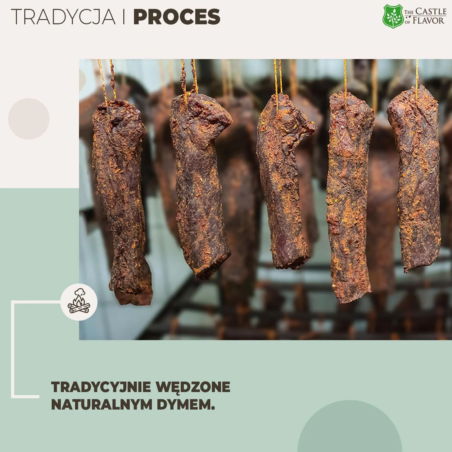 Suszona kiełbasa wieprzowa – marynowana w ziołach i tradycyjnie wędzona – tradycyjna wędzona i suszona kiełbasa wiejska, intensywny aromat jałowca i czosnku 2op. x 450g = 900g