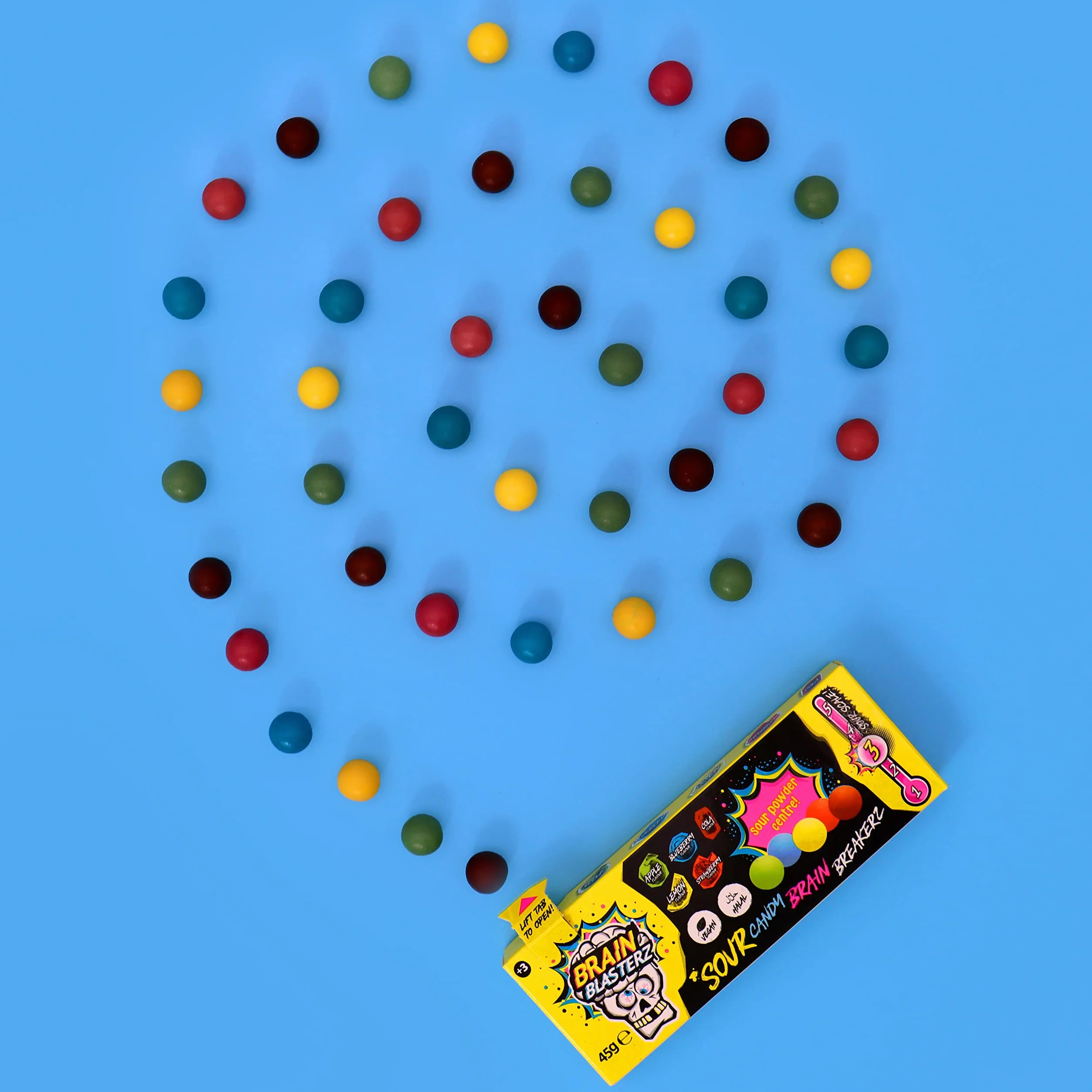 Pudełko na słodycze Brain Blasterz | Twarde Sour Candy, Brain Breakerz, Brain Bitz, Batony do Żucia i Więcej Kwaśnych Cukierków | Jabłko, Truskawka, Arbuz, Cola i Więcej | Prezent urodzinowy Prezent