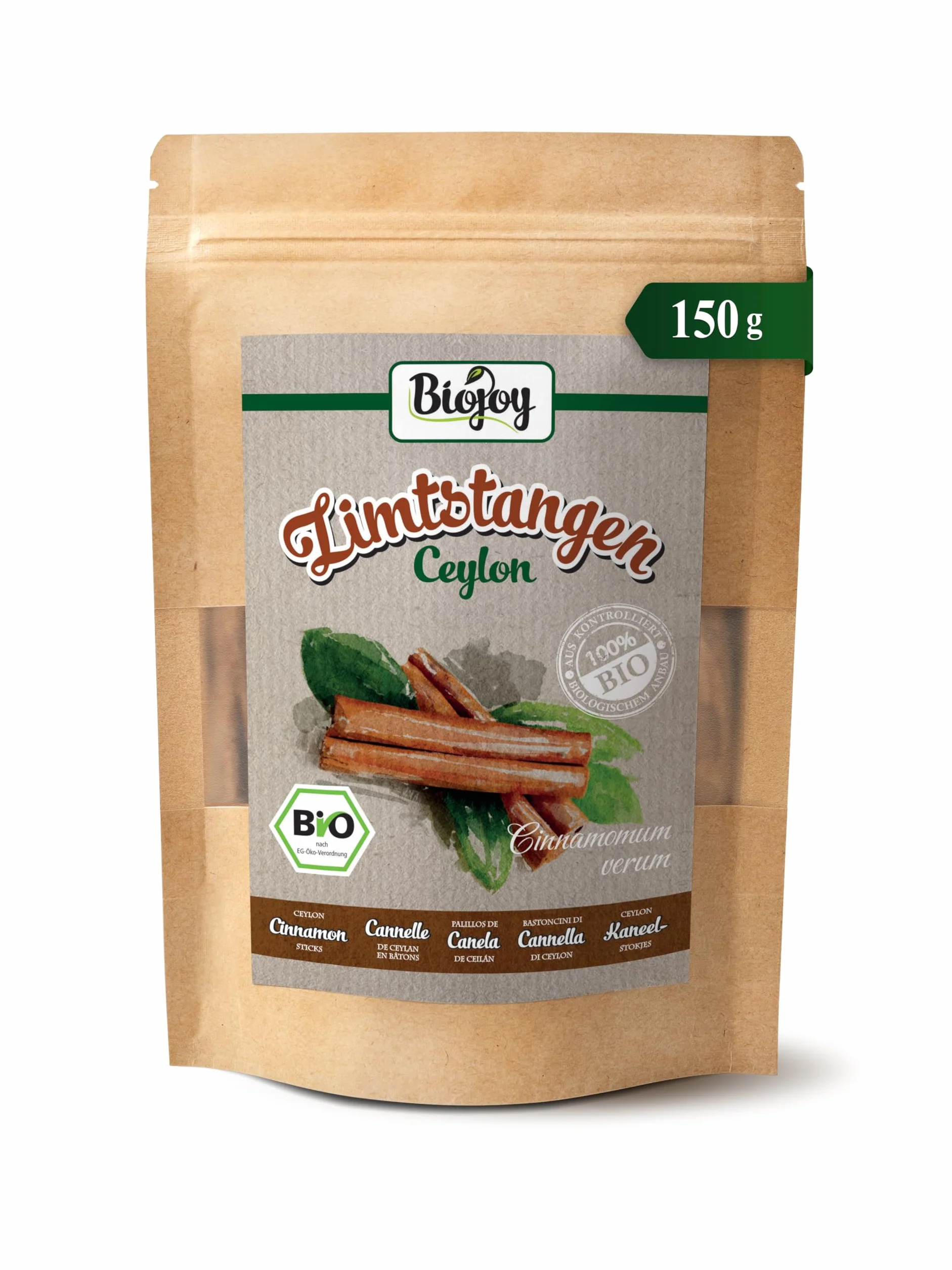 Biojoy BIO-Ceylon drążki cynamonowe 8-12 cm (150 g), całe, ok. 30 sztuk (Cinnamomum verum)