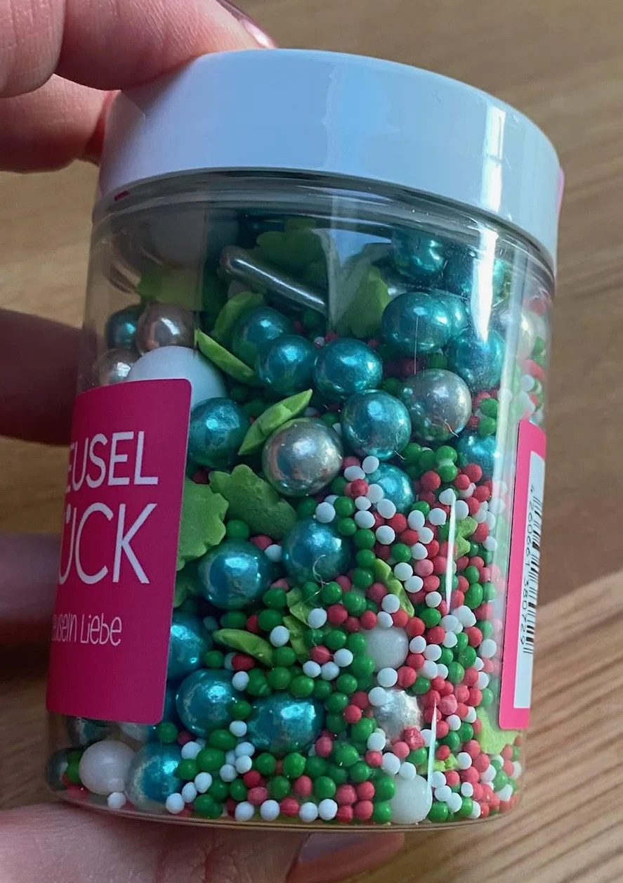 MySprinkles posypka Mikołaja Mikołaj mieszanka zielono-czerwonych złotych 90 g na Boże Narodzenie, cukiernicza, idealna na Boże Narodzenie, ciasteczka, tort, babeczki, muffinki, babeczki, babeczki,