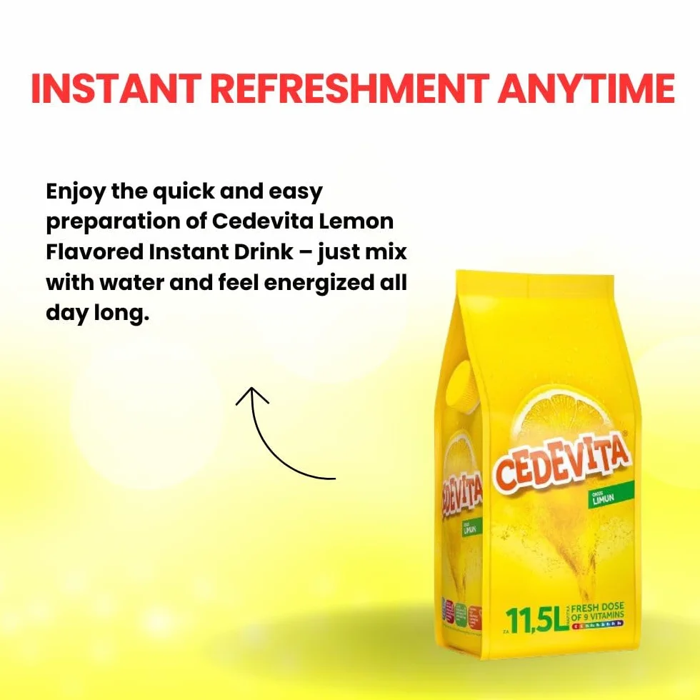 Cedevita napój instant o smaku cytrynowym - zawiera 9 witamin dodających energii ciału i duszy - rewitalizuje Cię owocowym proszkiem wzbogaconym witaminami - 900 g na 11,5 litra (cytryna)