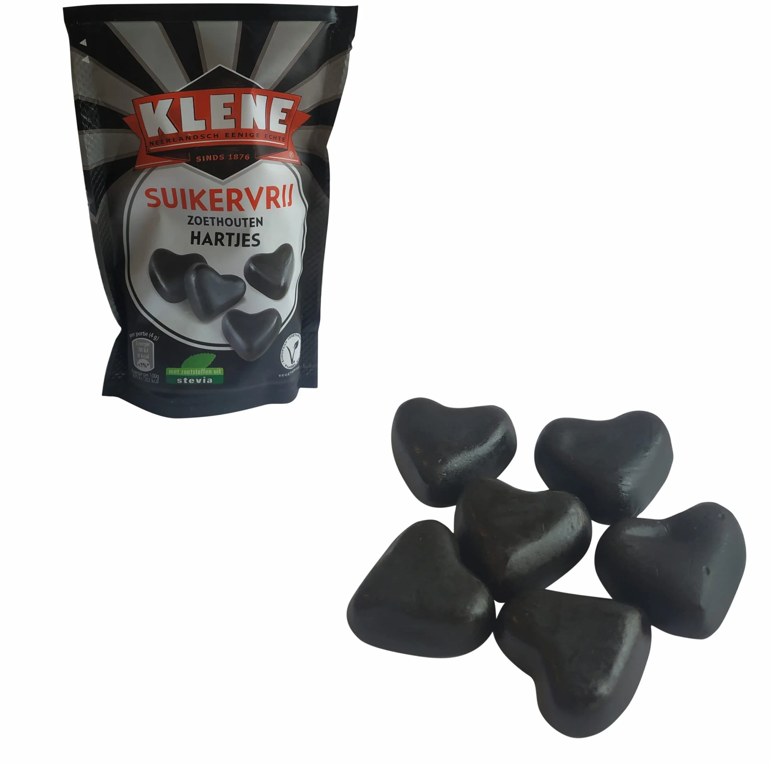 Klene Lukrecja | Lukrecja bez cukru | Słodka lukrecja holenderska w kształcie serca | Holenderska Lukrecja | Klene Lukrecja | Torba 105 g