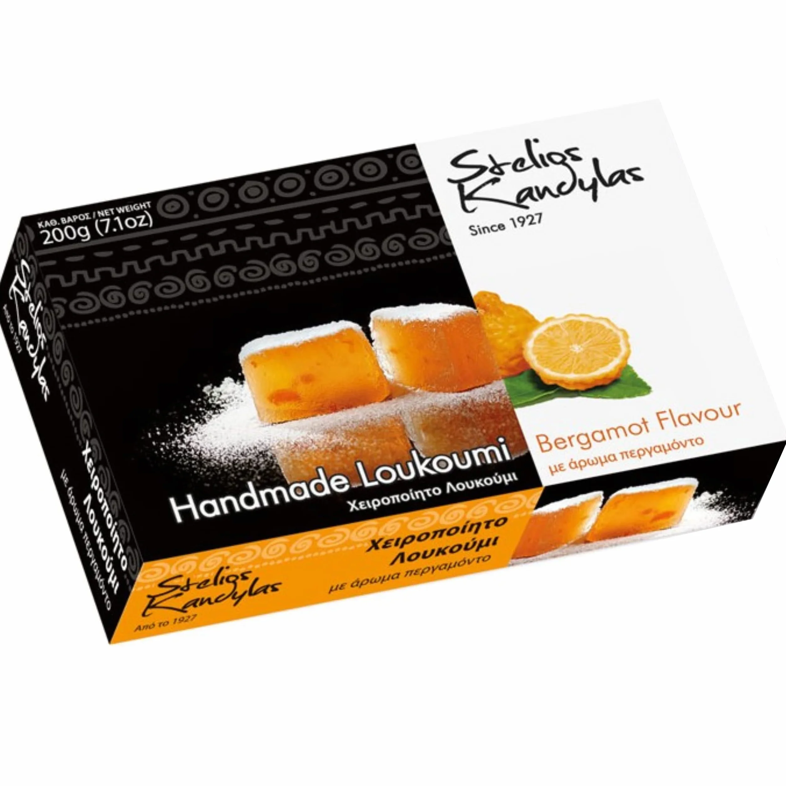 Loukoumi greckie galaretki pomarańczowe z bergamotką 200 g | KANDYLAS słodycze, tradycyjny deser do kawy, bez konserwantów, bałkańskie