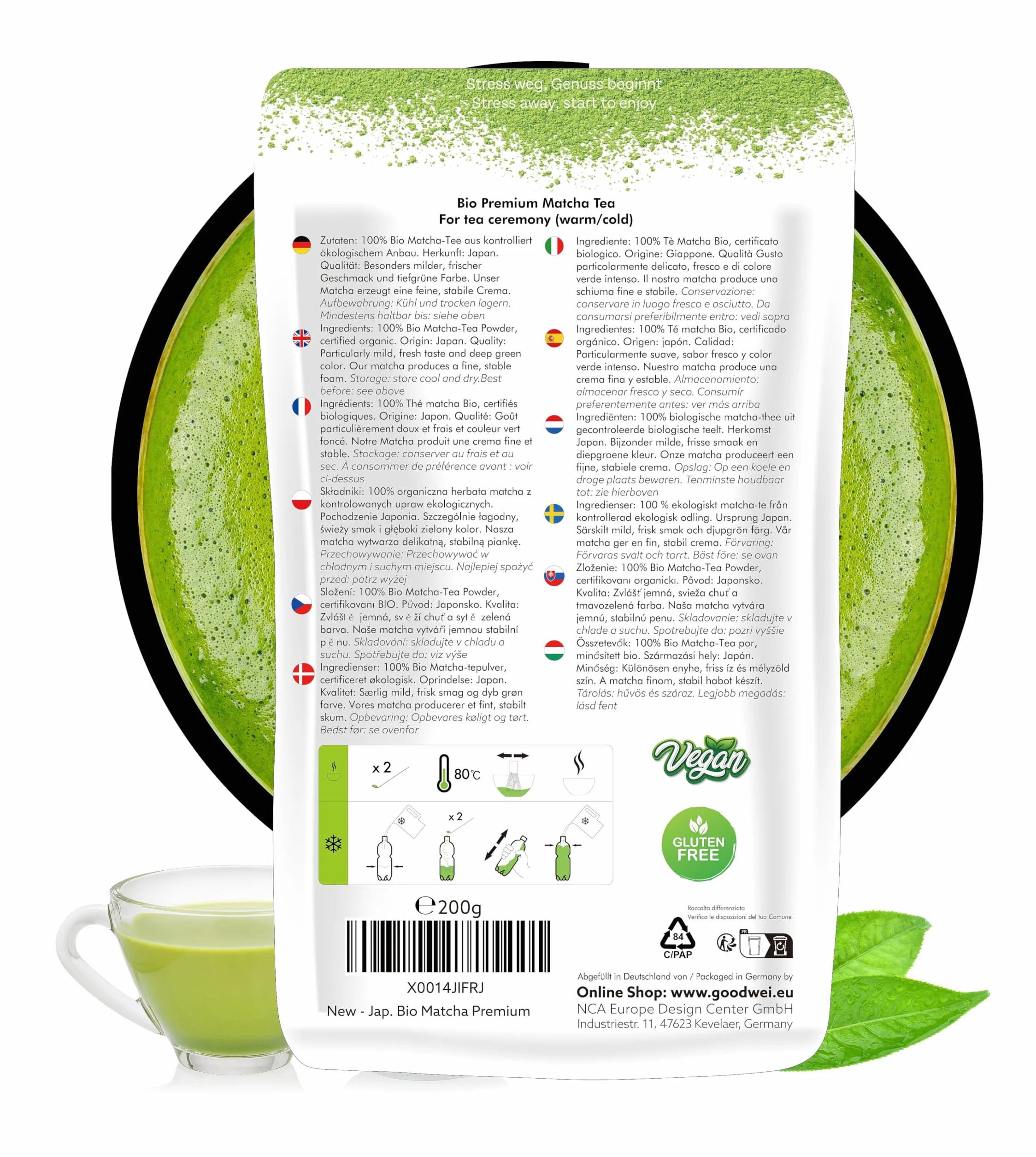 Zielona herbata Matcha w proszku ekologiczna - Oryginalna japońska Matcha najwyższej jakości (200g)