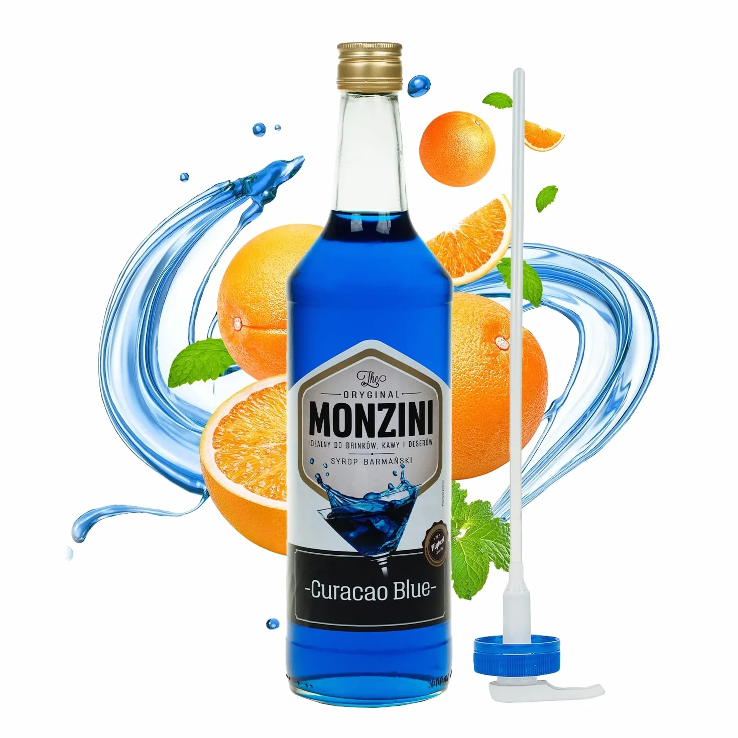 Monzini Syrop barmański Blue Curacao 1L z pompką