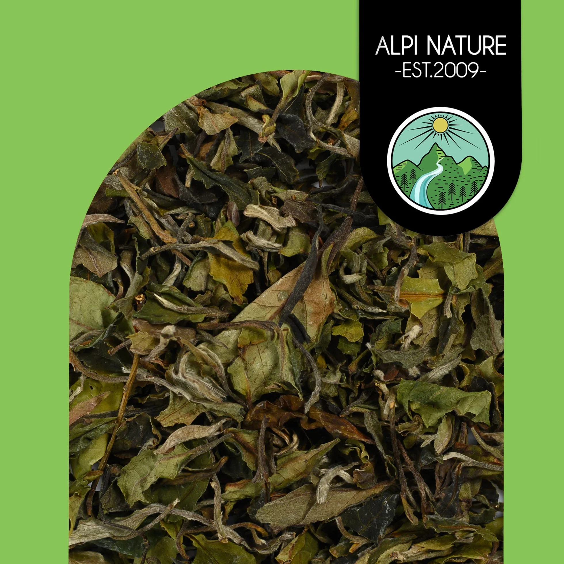 Alpi Nature Ekologiczna Herbata Pai Mu Tan 100g, Biała Herbata Pai Mu Tan, Naturalnie Zawierająca Kofeinę