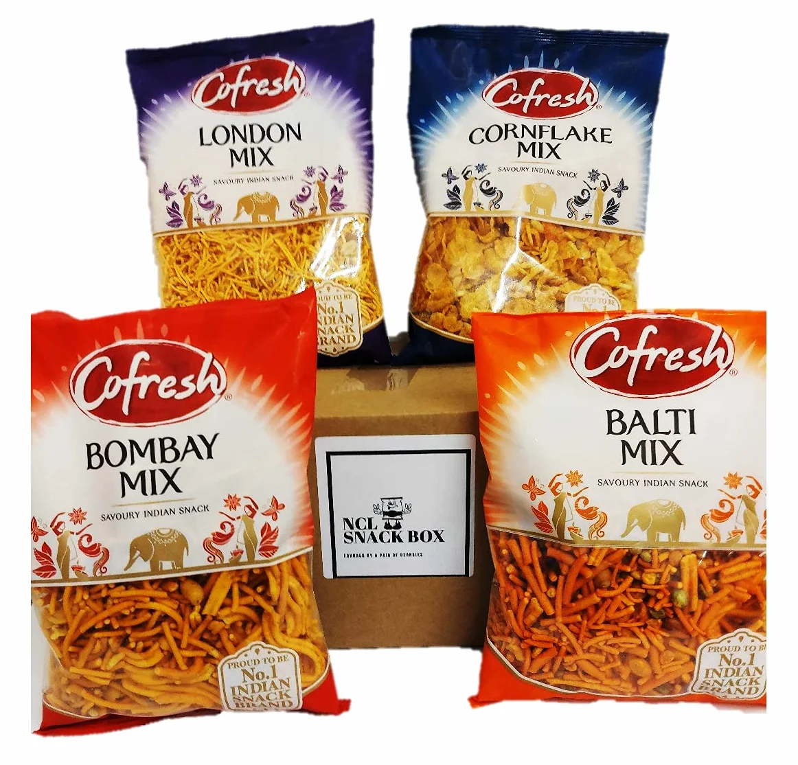 Cofresh Mix zestaw 4 smaków Bombay, płatków kukurydzianych, London Mix, Balti