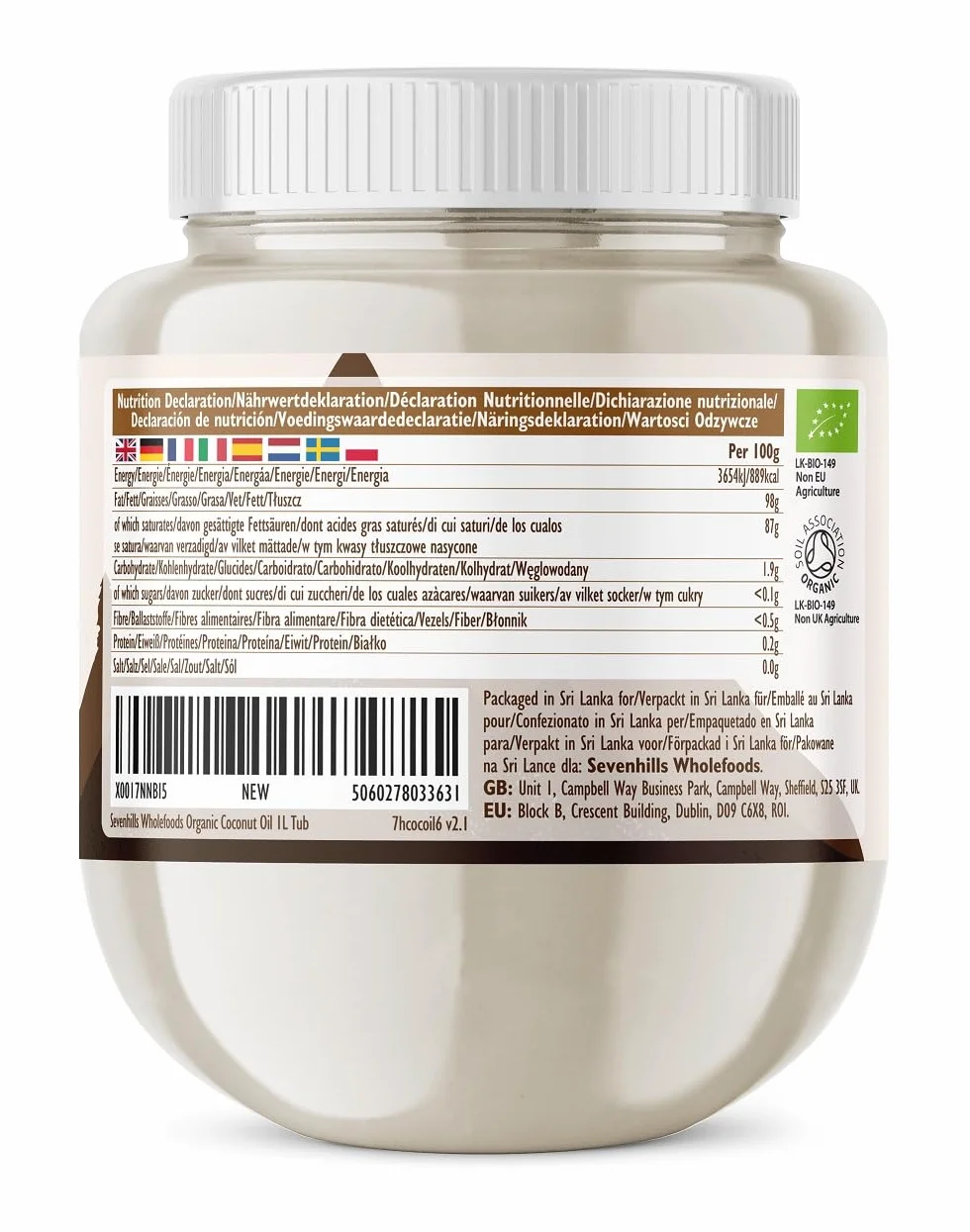 Sevenhills Wholefoods Organiczny Olej Kokosowy Extra Vergine 1L