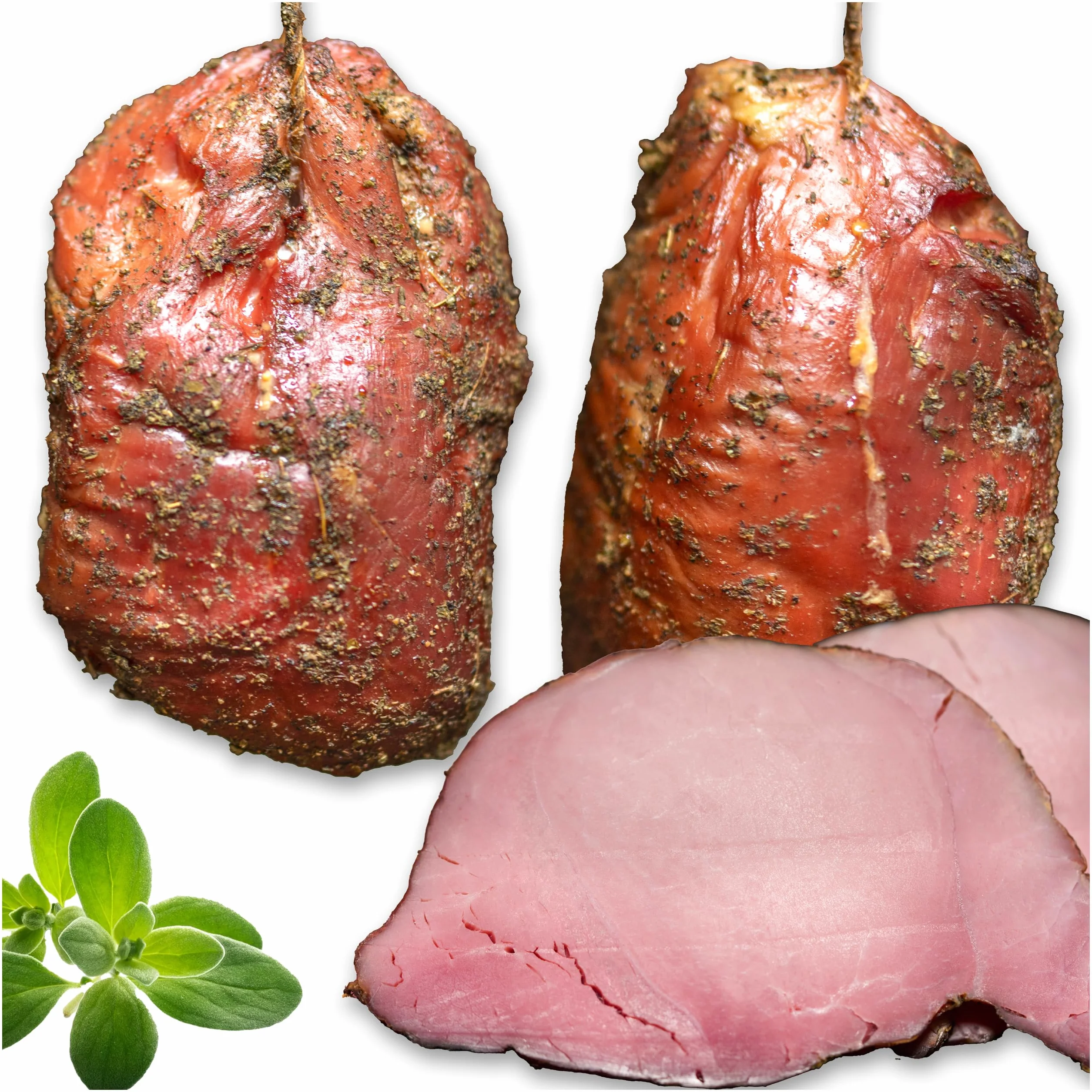 Wędzona szynka wieprzowa 2x350g – marynowana z ziołami i tradycyjnie wędzona – szynka tradycyjnie wędzona na zimno – delikatna konsystencja – 100% naturalne składniki
