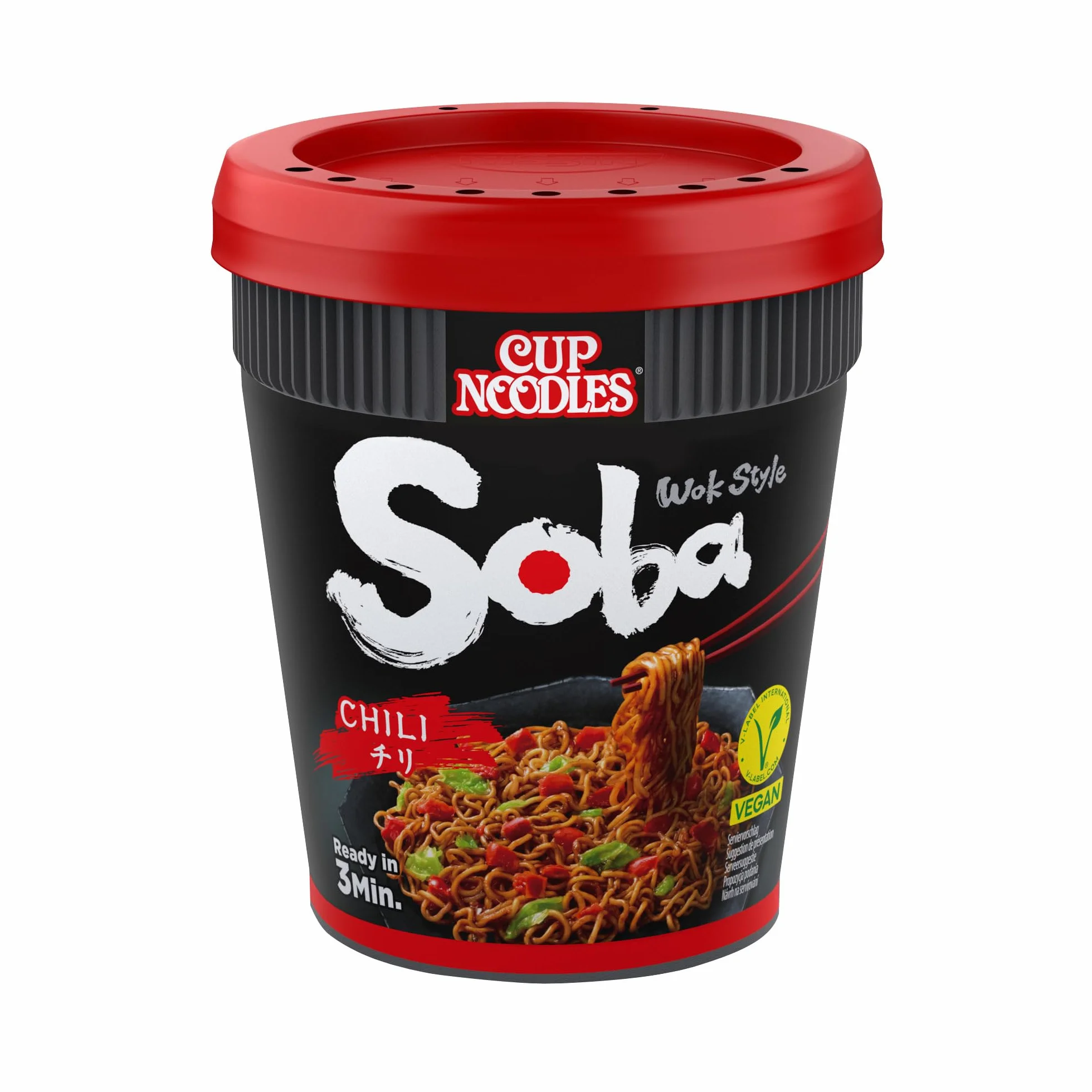 Nissin Cup Noodles Soba Cup Chili Zestaw 8 x 90 g Makaron Japoński Wok