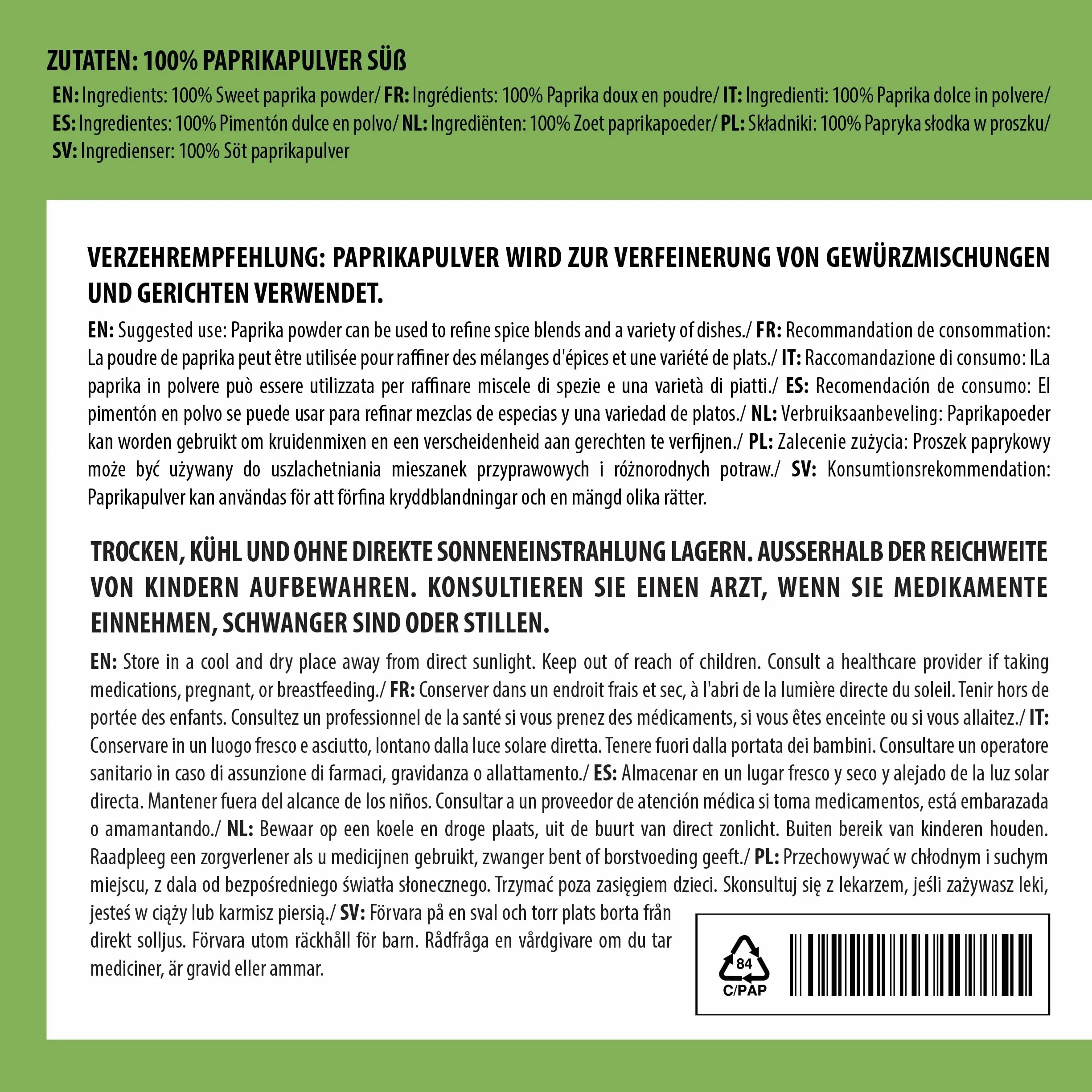 Alpi Nature Słodka Papryka w Proszku 250g, Mielona Czerwona Papryka, Łagodna Przyprawa Paprykowa