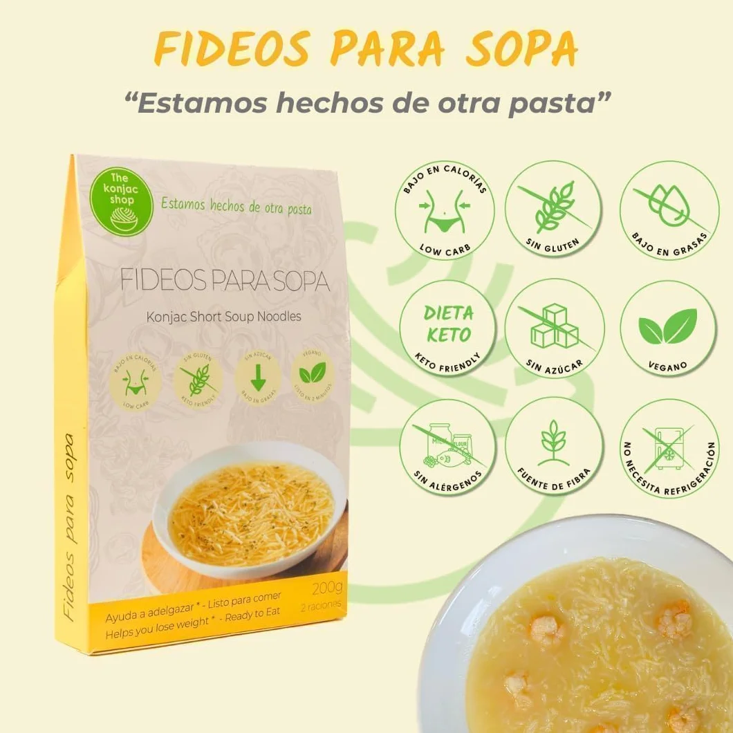 Makaron Konjac do Zupy 200g Bezglutenowy Niskokaloryczny Niskowęglowodanowy Opakowanie 5
