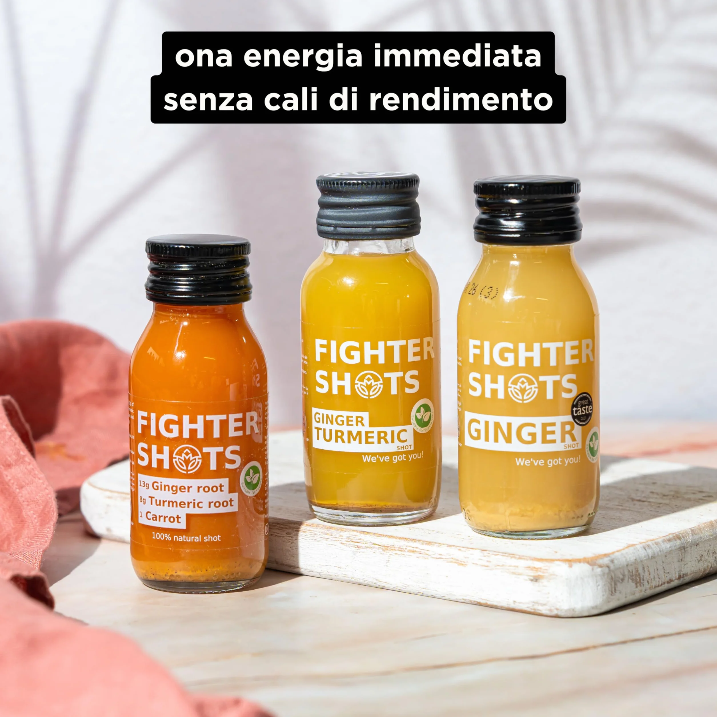Fighter Shots shoty imbirowe 12x60ml 27g tłoczonego na zimno świeżego korzenia imbiru 100% Naturalne