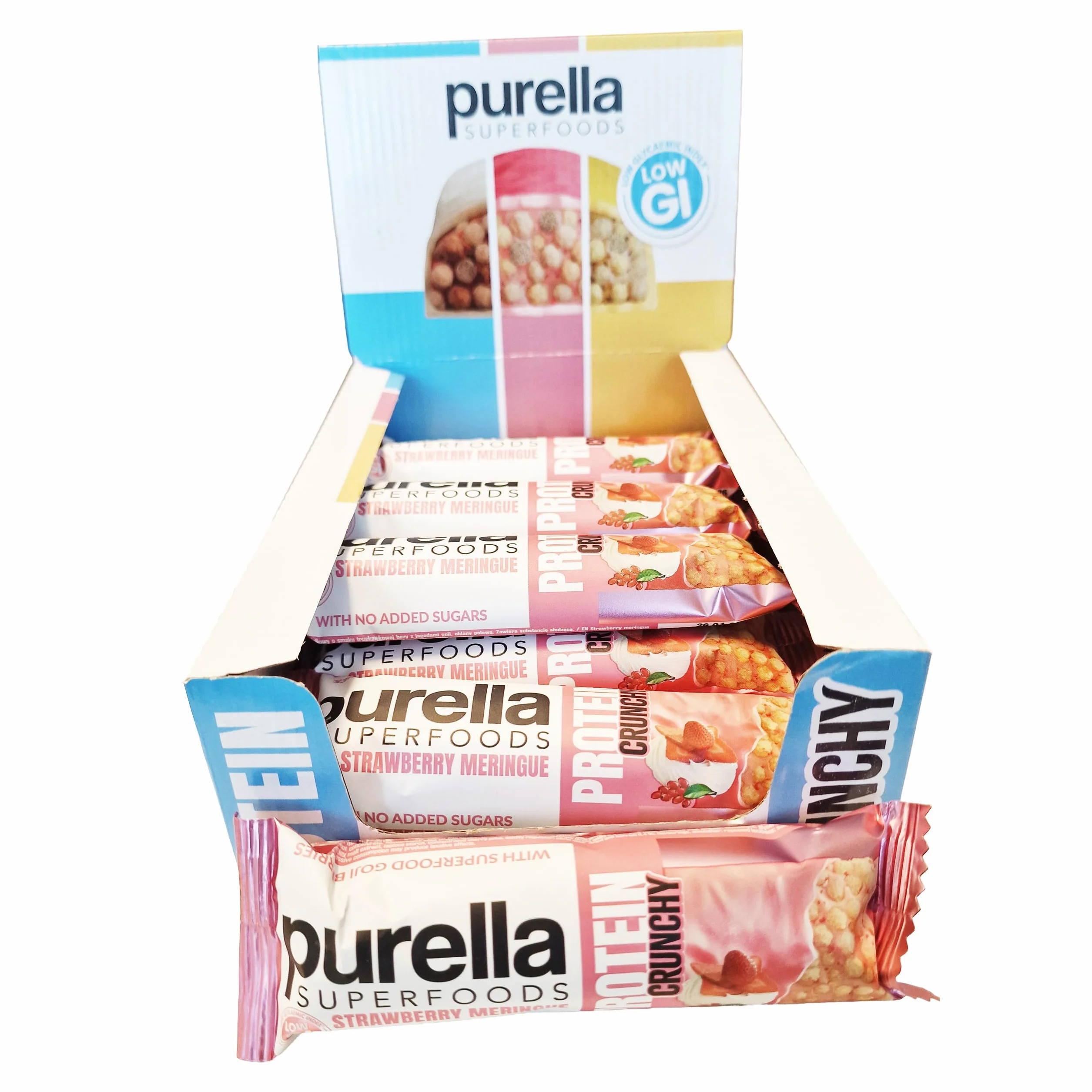 Baton Proteinowy Beza Truskawkowa 15 szt. x 45g Purella Superfoods