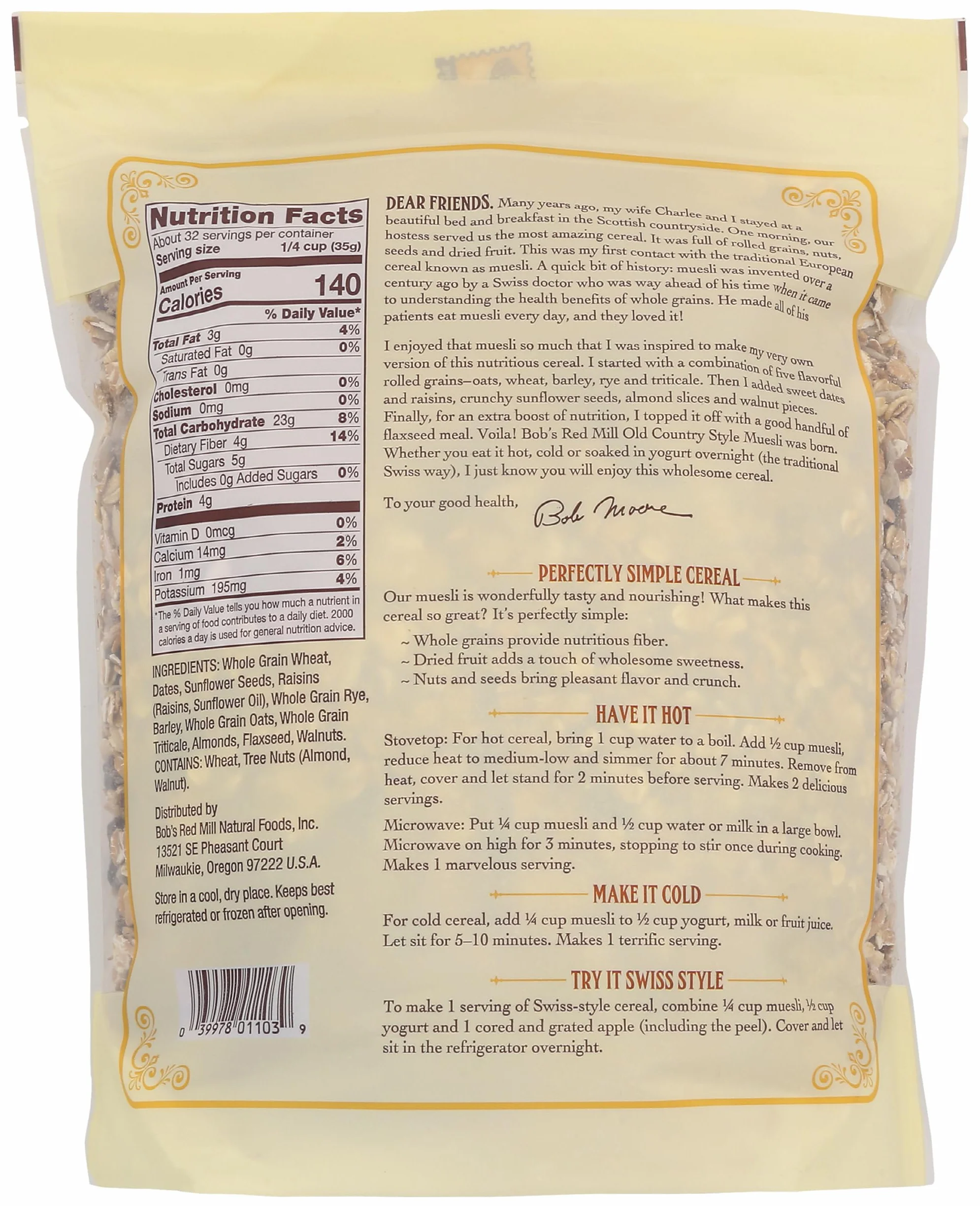 Bob's Red Mill Old Country Style Muesli, 40 Ounce