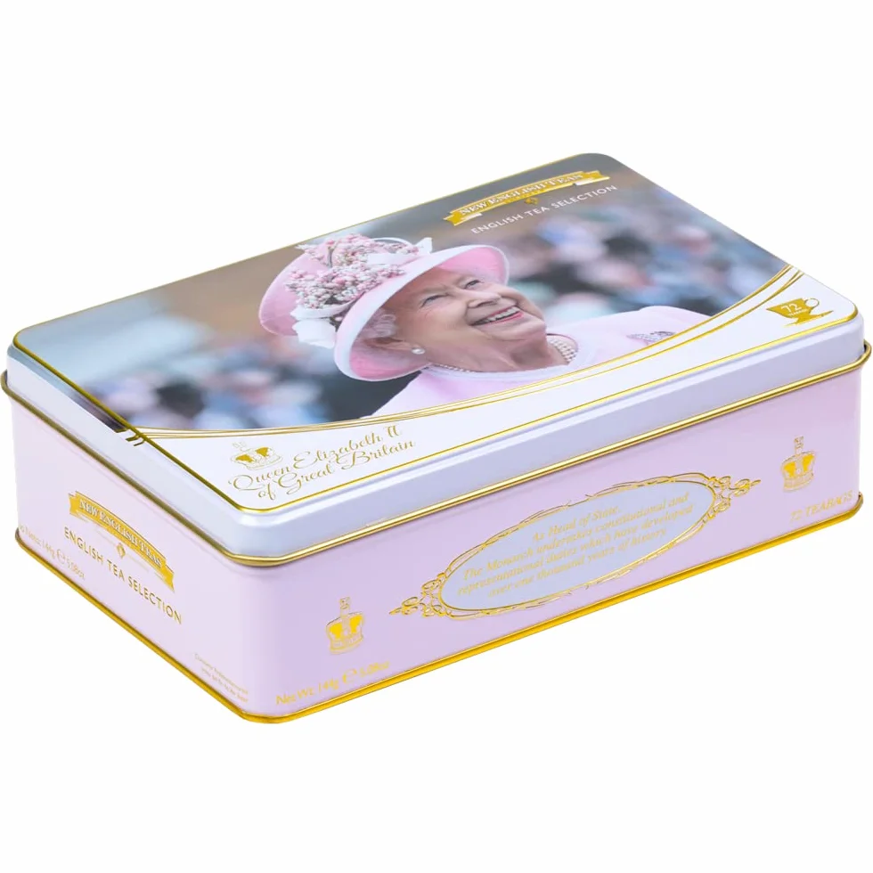 New English Teas Królowa Elizabeth II puszka na herbatę z 72 torebkami herbaty do wyboru