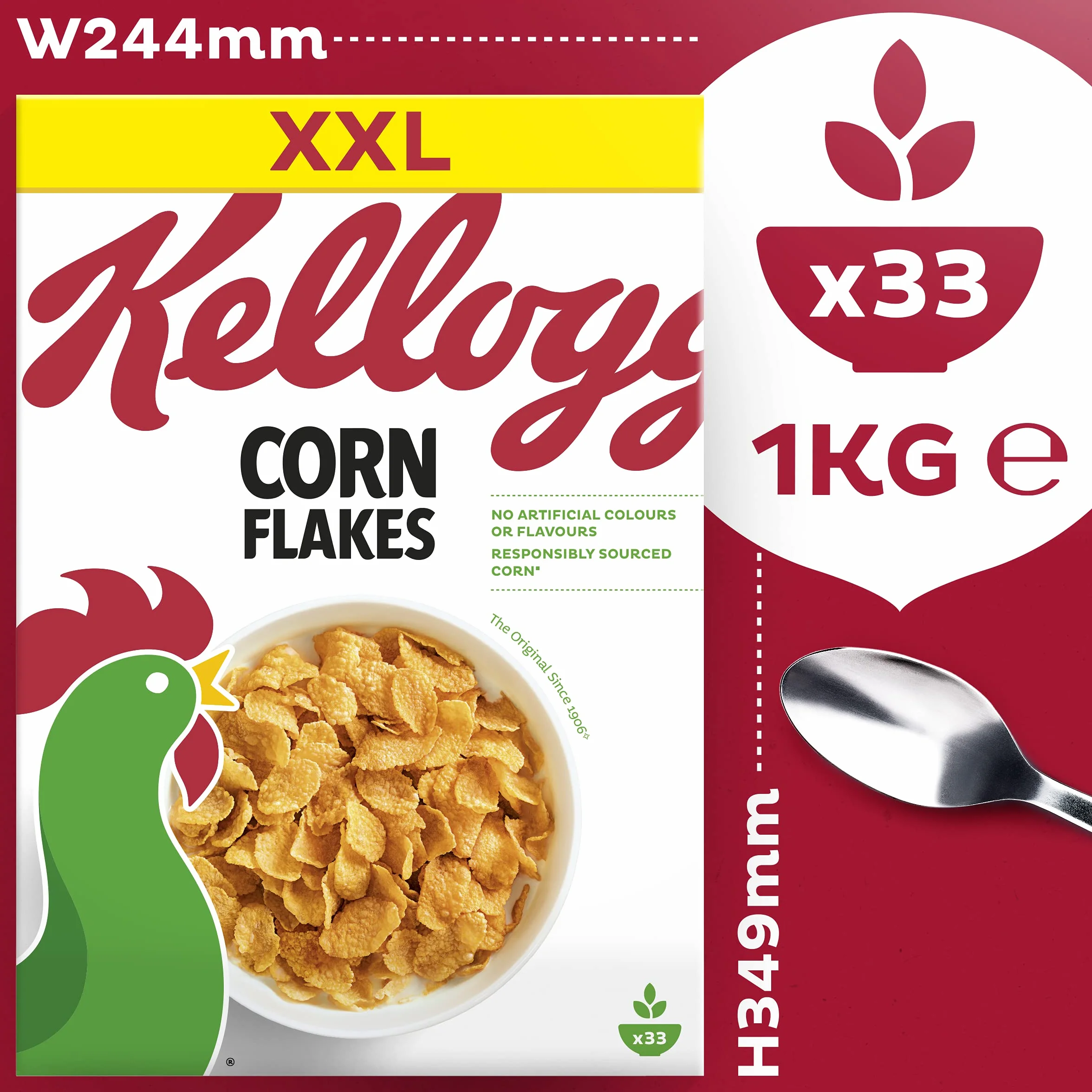 Kellogg's Corn Flakes Cerealien | klasyczne płatki kukurydziane, opakowanie pojedyncze (1 x 1 kg)