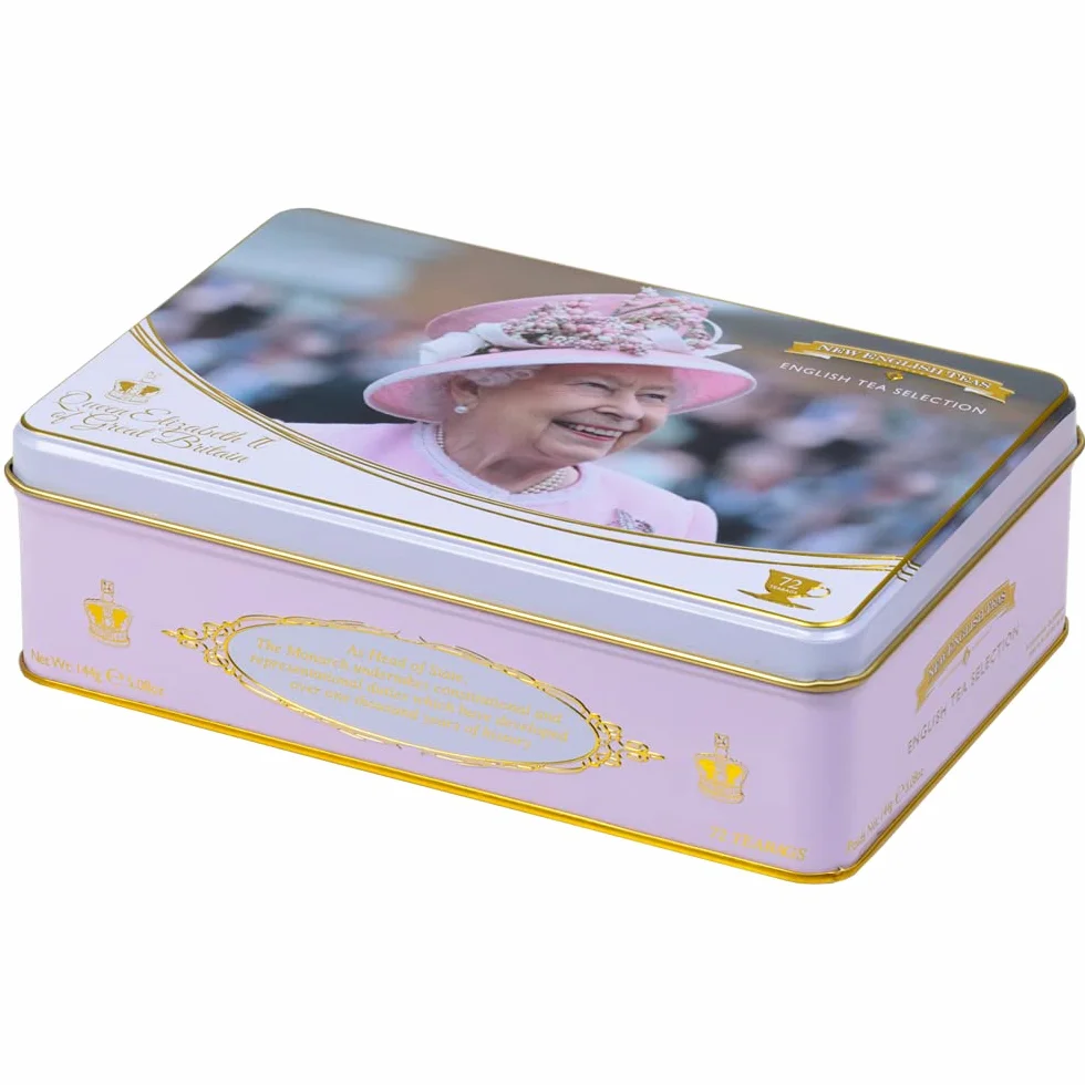 New English Teas Królowa Elizabeth II puszka na herbatę z 72 torebkami herbaty do wyboru