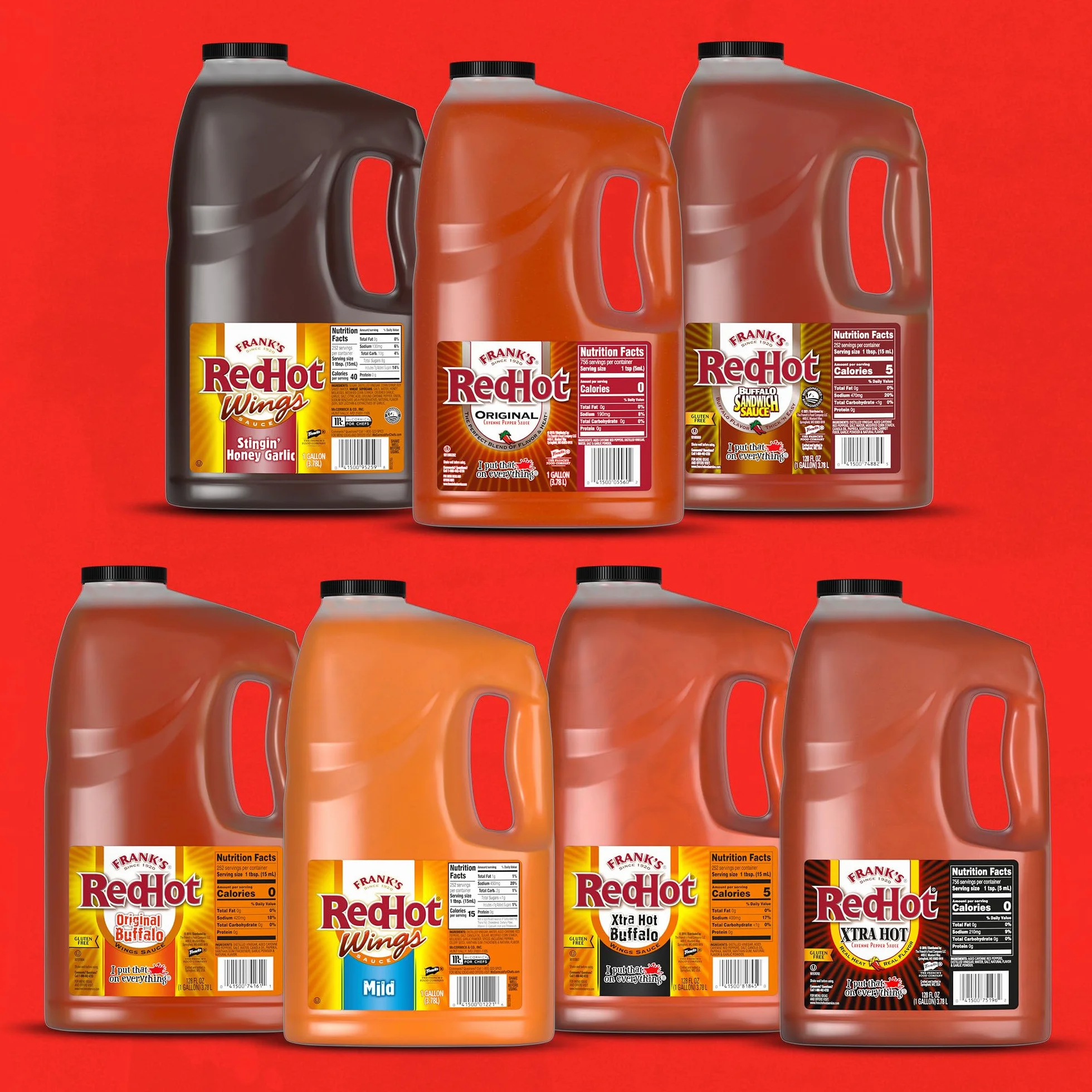 Frank's RedHot Original Cayenne Pepper Sauce, Premium Blended Cayenne Peppers, Bold & Spicy Flavour, Bulk Container, 3.8L
