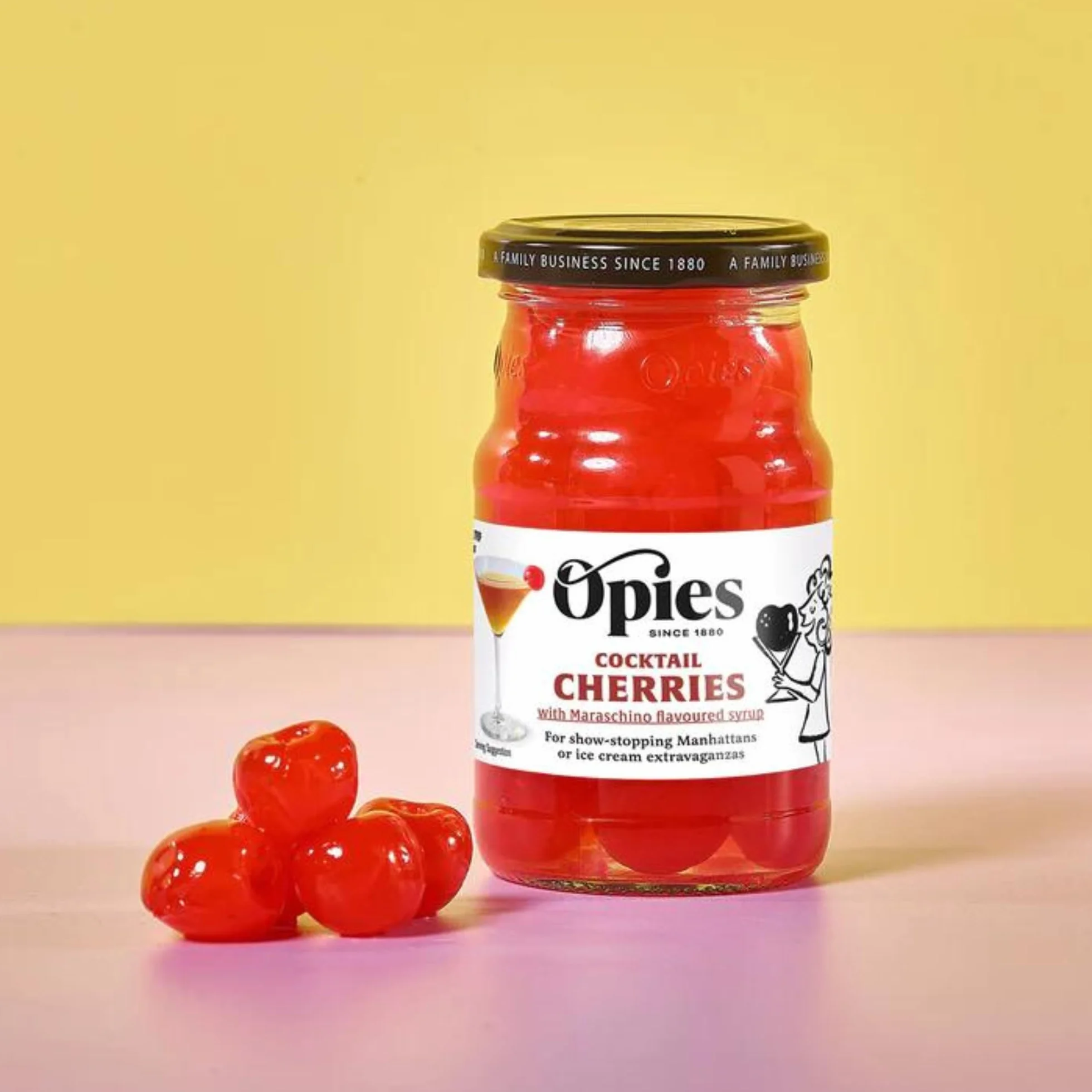 Opies Czerwone wiśnie koktajlowe Marachino 1,65 kg - etui 2 słoiki - wiśnie Marachino na koktajle