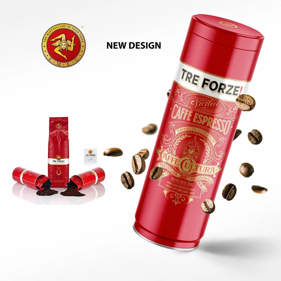 TRE FORZE! Espresso Caffè 1 kg ziaren espresso tradycyjne palenie na ogniu z drewna oliwkowego ręczne wykonanie