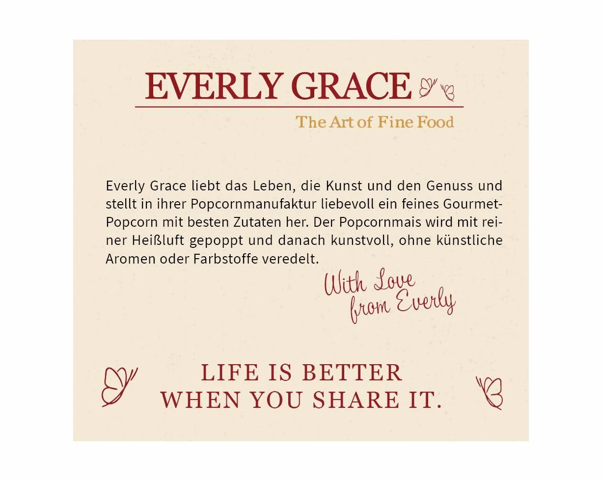 Everly Grace Popcorn – Caramel & Sea Salt Sensation, 60 g – Kubeczki popcornu z karmelem i solą morską z naszej manufaktury w Augsburgu, Niemcy