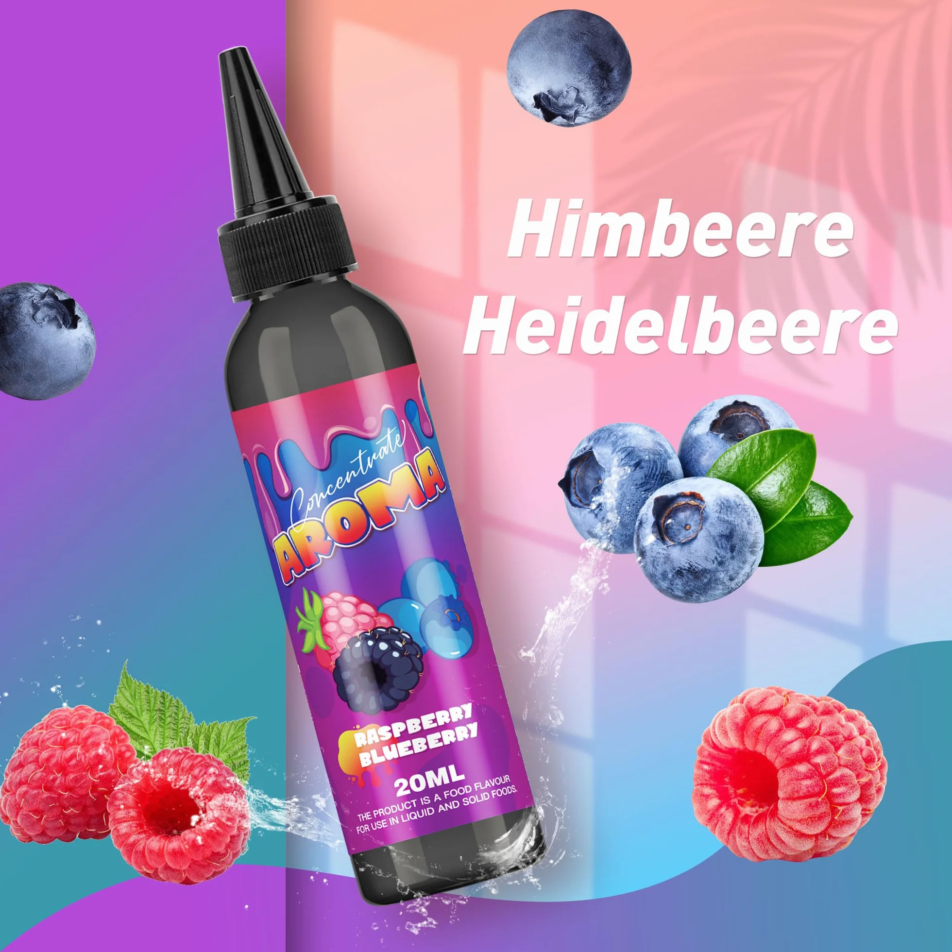 FURUN Koncentrat Aromatyczny 20 ml (w butelce 120 ml) – Zapach do gotowania, pieczenia, napojów (Malina z borówką)