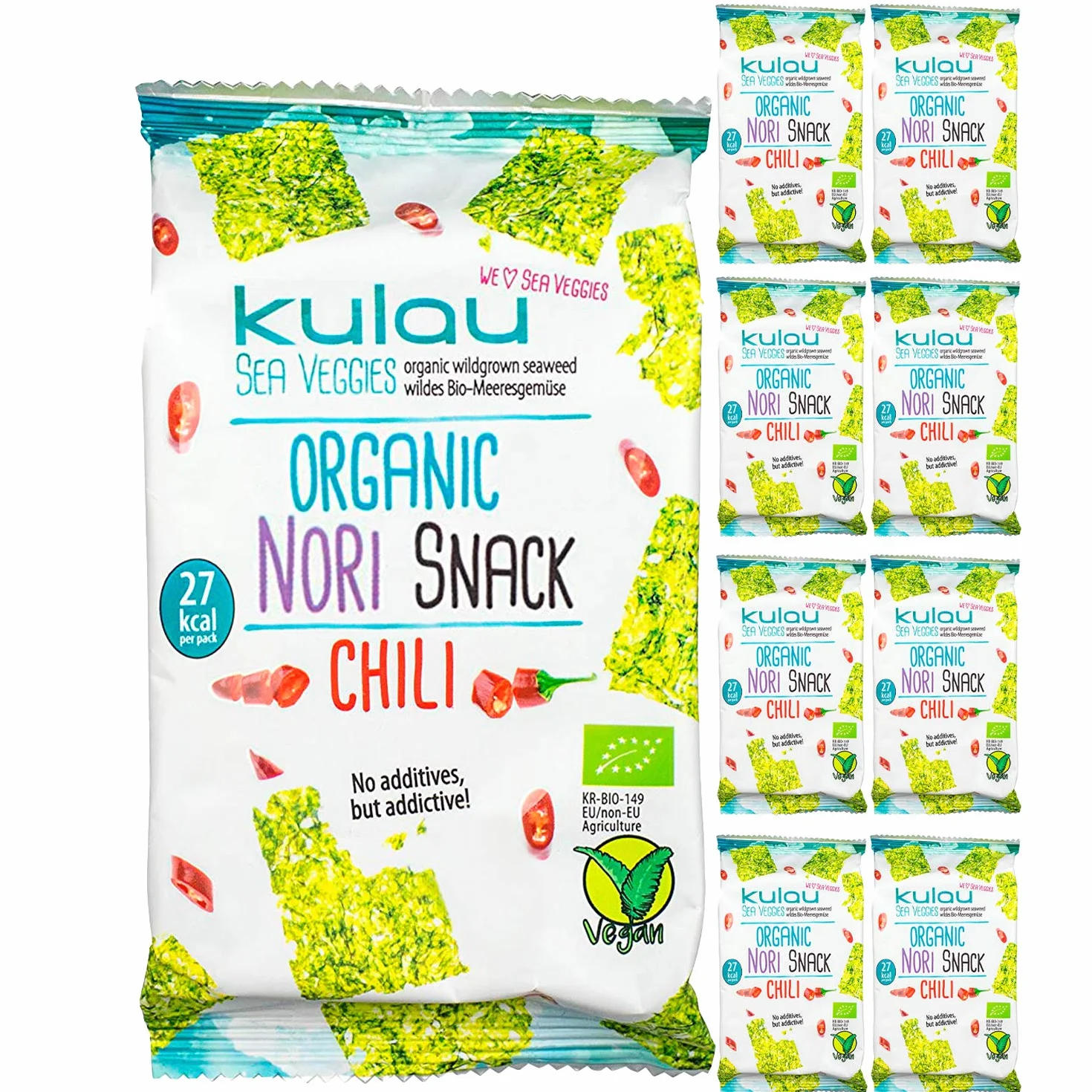 Kulau Bio Nori przekąska ostra z prażonych liści Nori 8 x 4 g