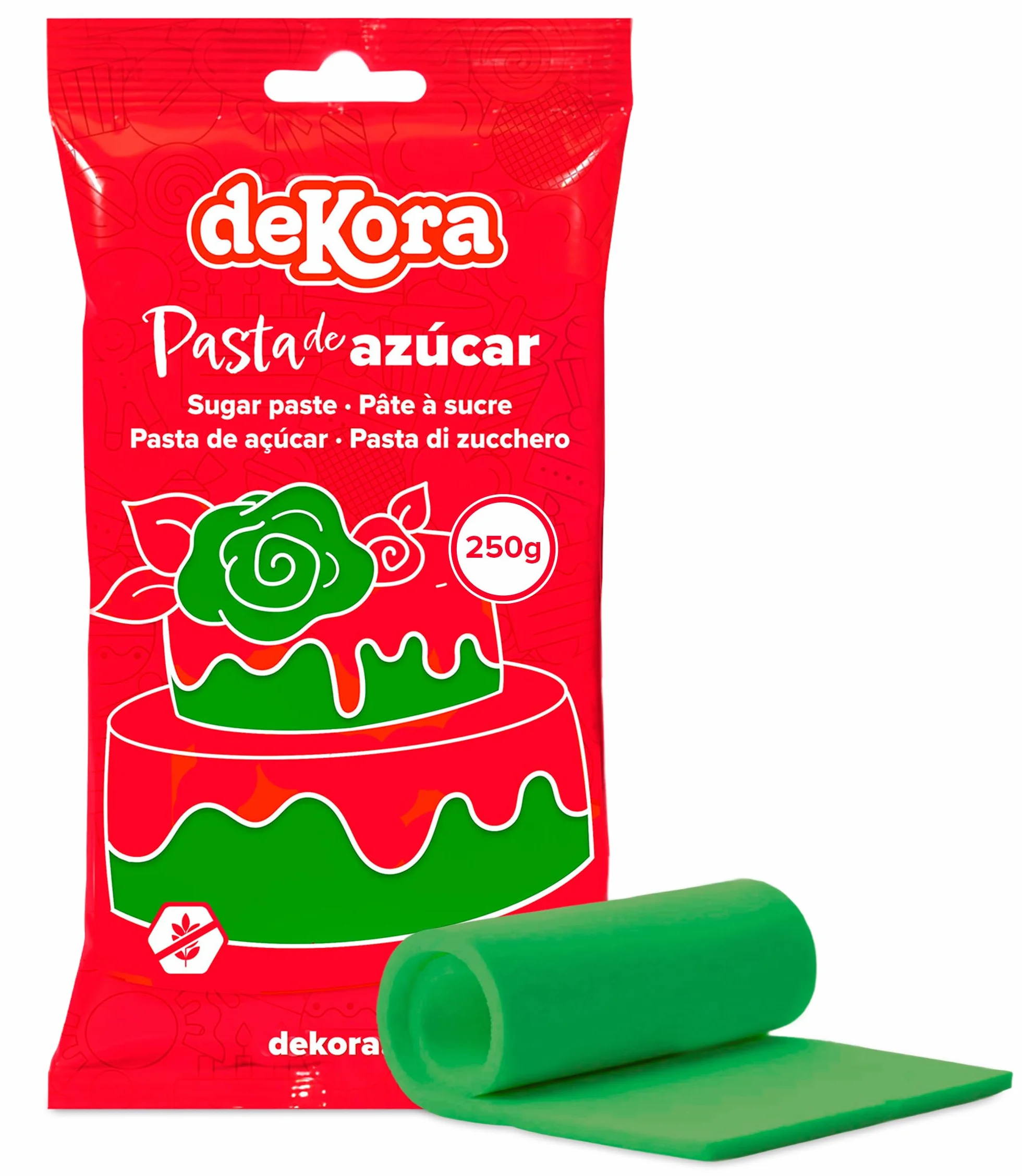 dekora – Masa cukrowa szmaragdowozielona 250 g | Fondant do tortów | Elastyczna i łatwa w użyciu | Bez glutenu, bez laktozy, Halal, Koszerna, odpowiednia dla wegetarian