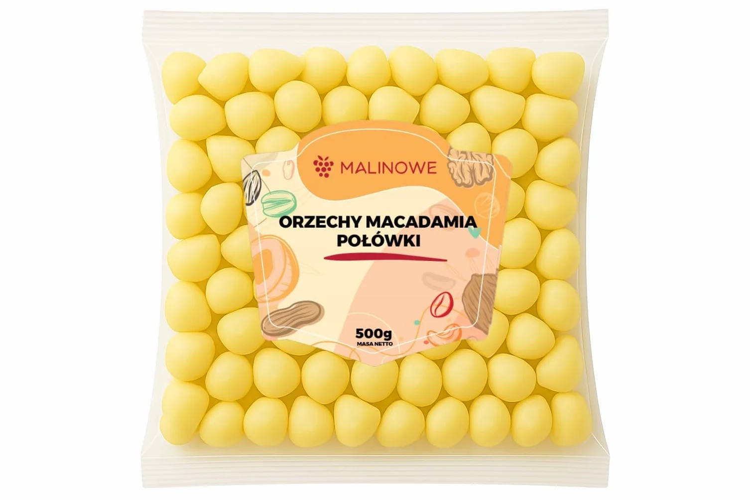 Malinowe ORZECHY MACADAMIA POŁÓWKI 500g Makadamia Naturalne Bakalie