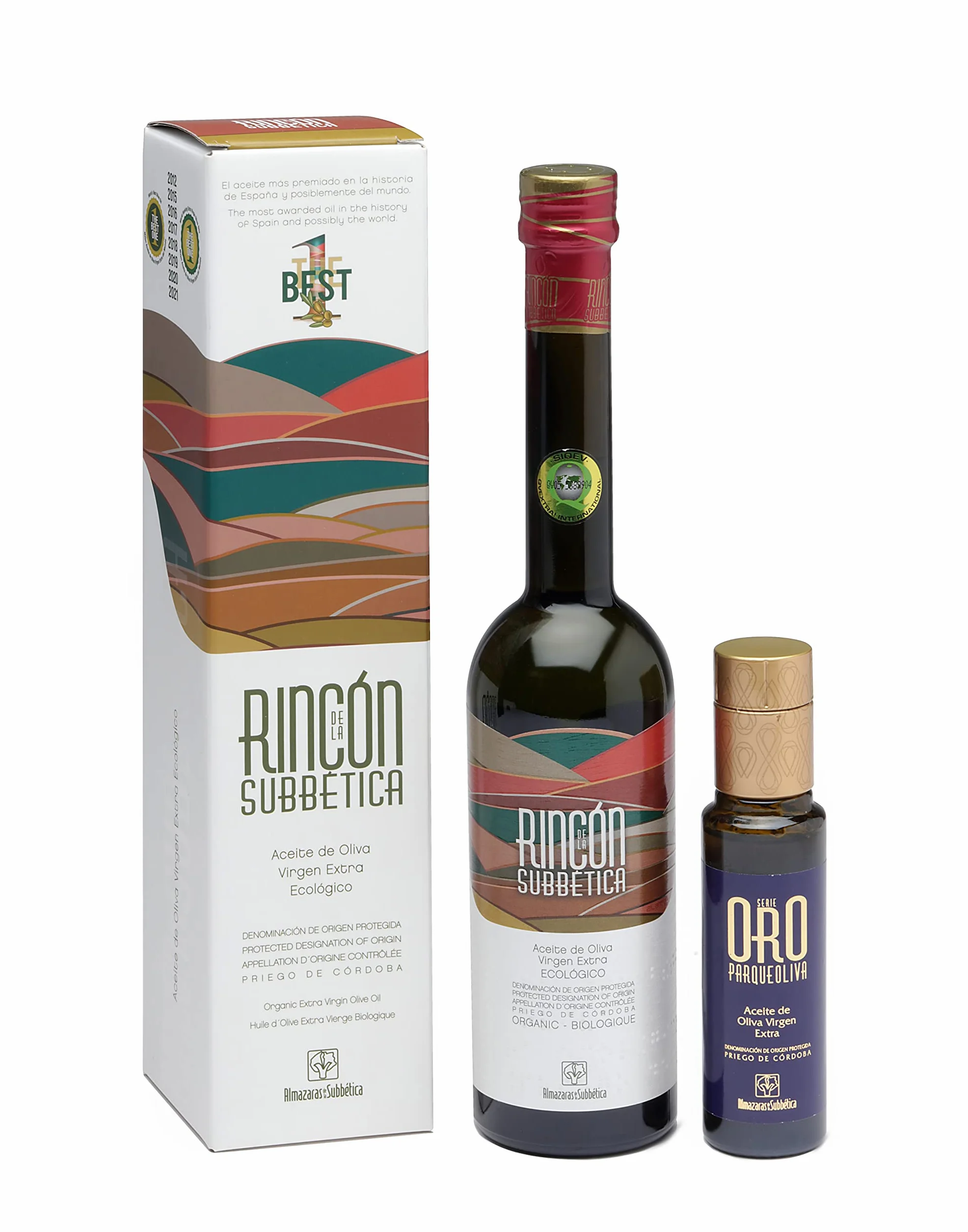 Rincón de la Subbética 500 ml Parqueoliva Serie Oro 100 ml Opakowanie upominkowe hiszpańskiej oliwy z oliwek Extra Virgin
