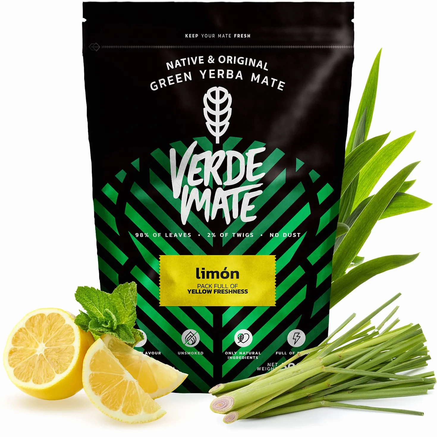 Verde Mate Green Limón 0,5 kg | Cytrynowa yerba mate 500 g | Orzeźwiający smak | Naturalna kofeina | Herbata Yerba Mate z Brazylii | 500 g