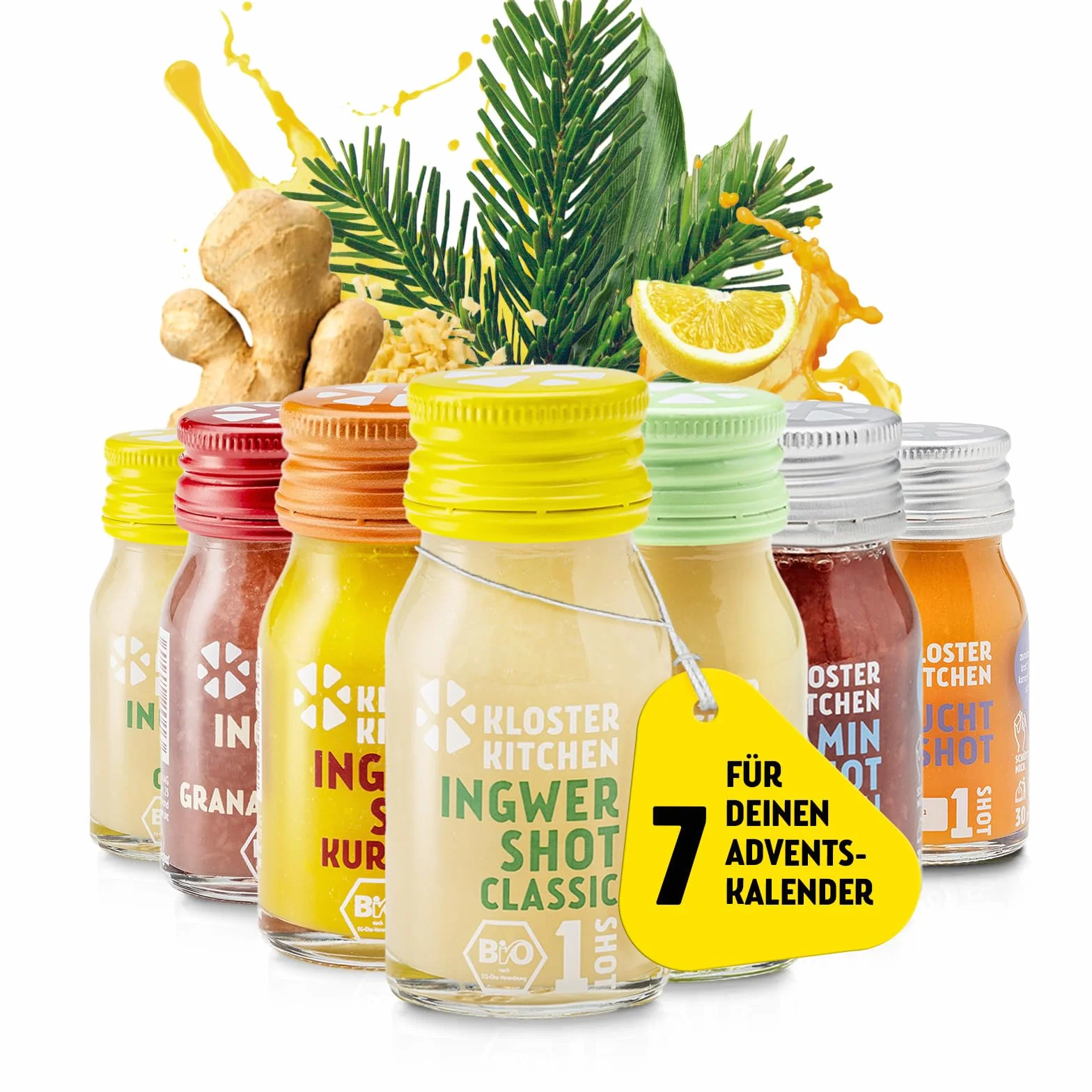 Kloster Kitchen kalendarz adwentowy, organiczny imbir, 7 butelek 30 ml