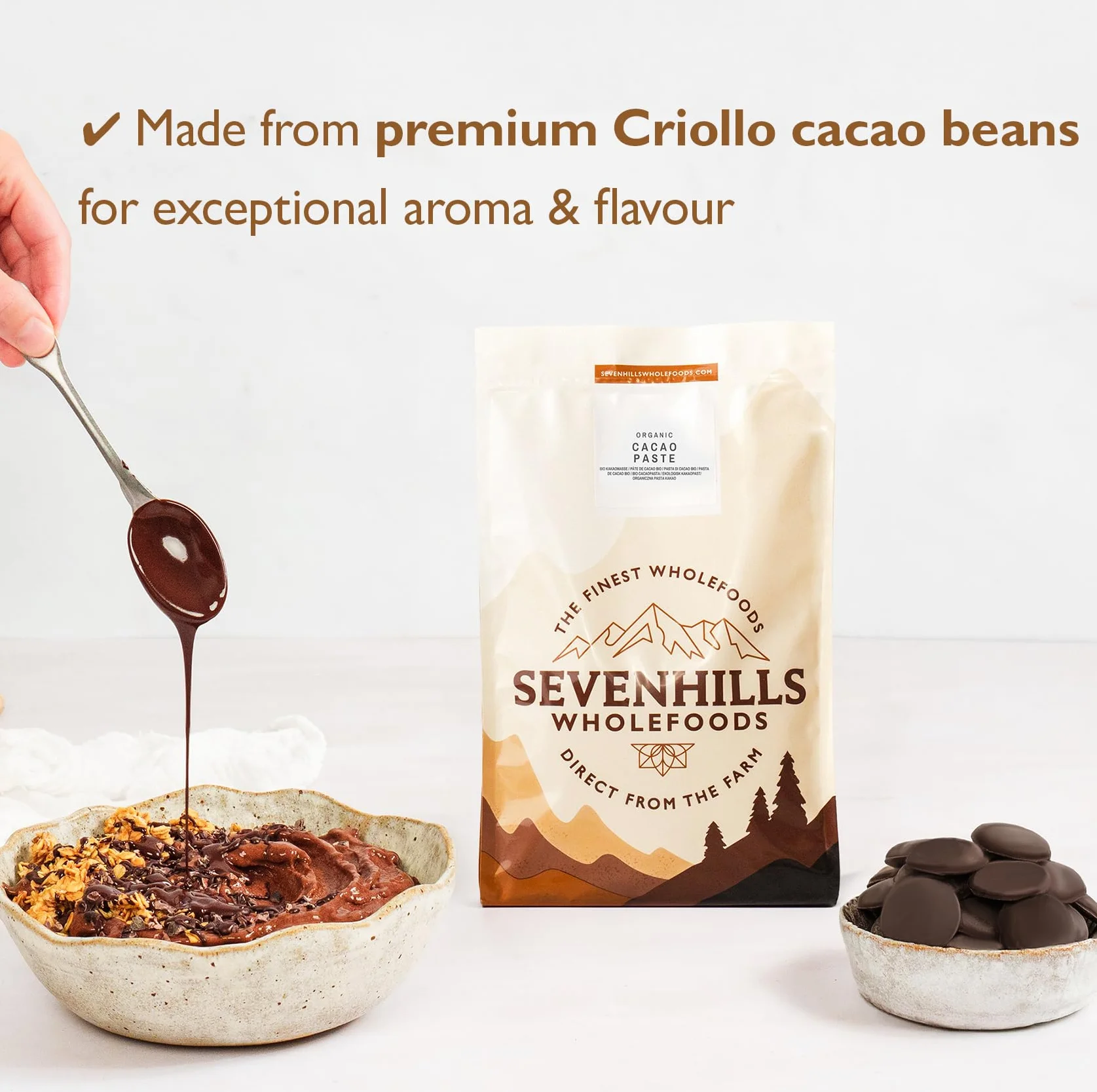 Sevenhills Wholefoods Organiczne Pasta Kakaowa 500g