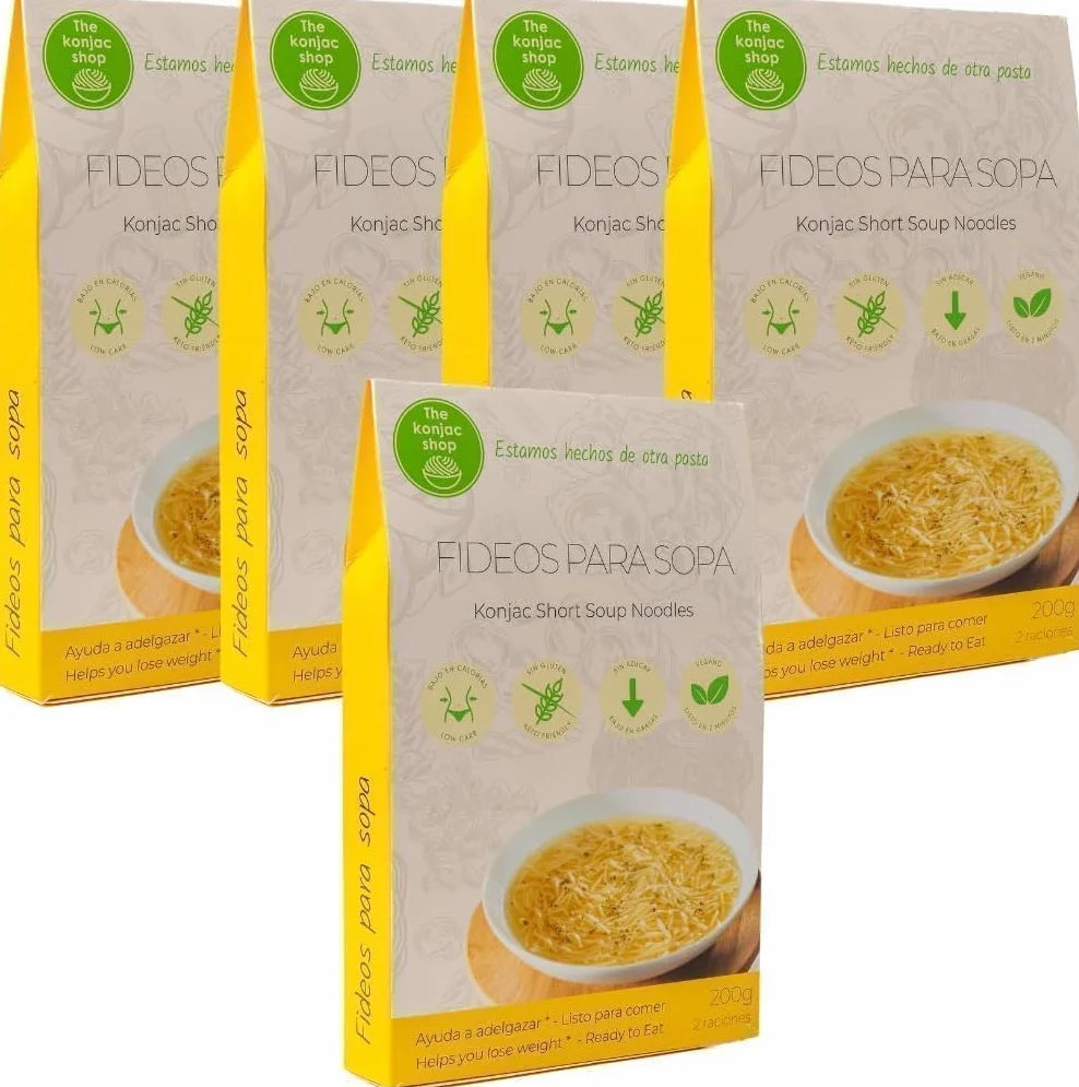 Makaron Konjac do Zupy 200g Bezglutenowy Niskokaloryczny Niskowęglowodanowy Opakowanie 5