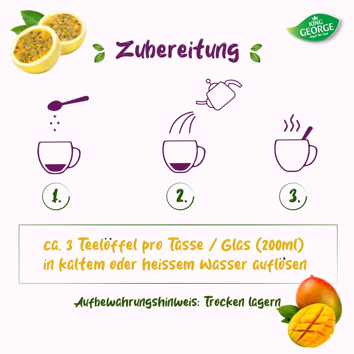 KING GEORGE Mango Maracuja 12 x 400 g Instant Ice Tea Mix Napój w proszku