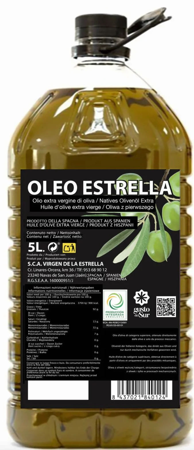 Olej z oliwek Picual Oleo Estrella 5 litrów z pierwszego tłoczenia