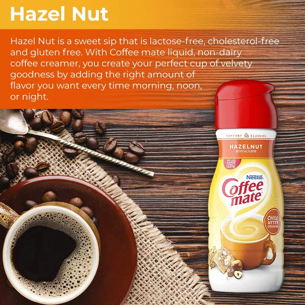 Coffee Mate Płynny krem do kawy orzech laskowy - wybielacz do kawy - 473 g (2 sztuki)