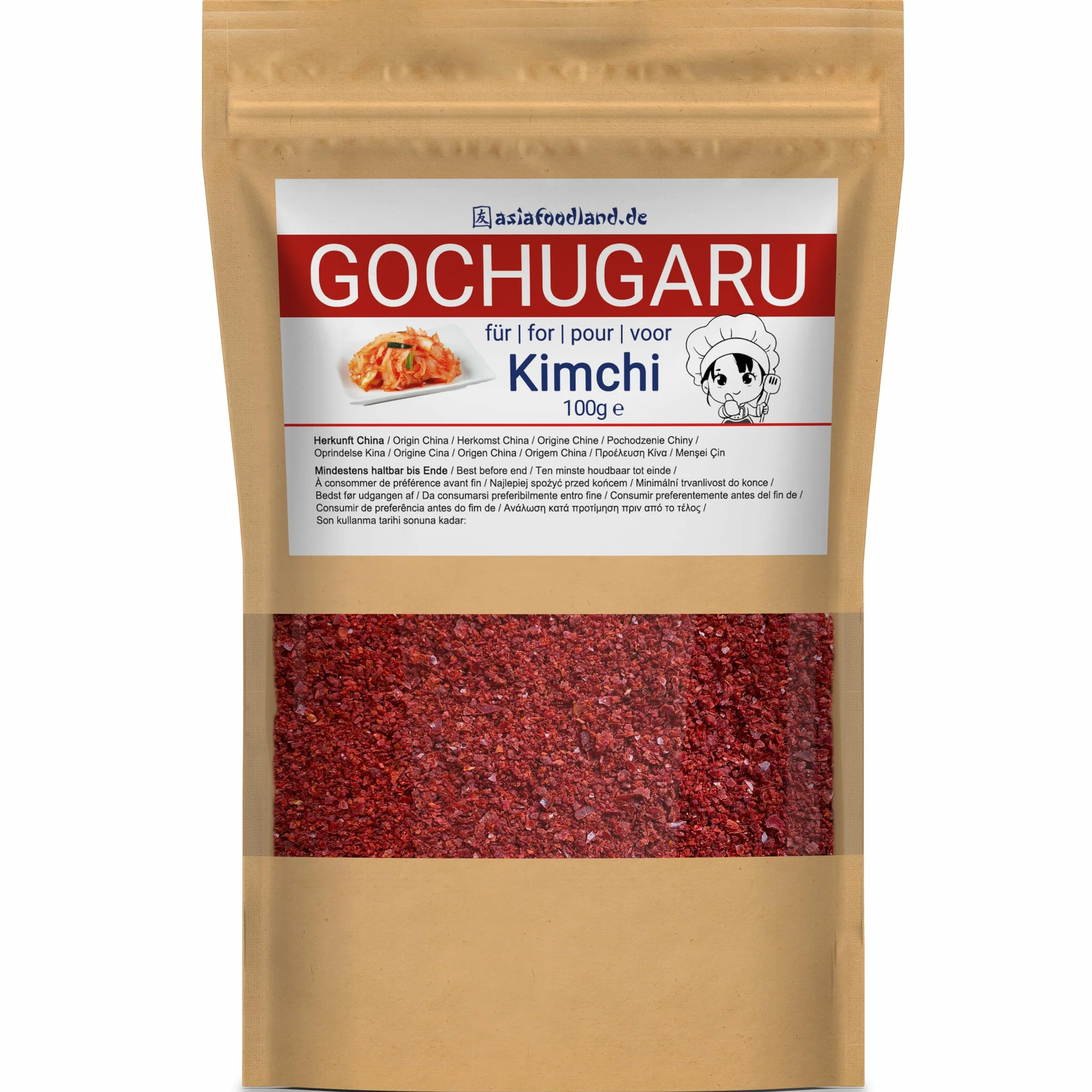 asiafoodland - Gochugaru - Chili w proszku do Kimchi - czerwona papryka w proszku, 1 opakowanie (1 x 100 g)