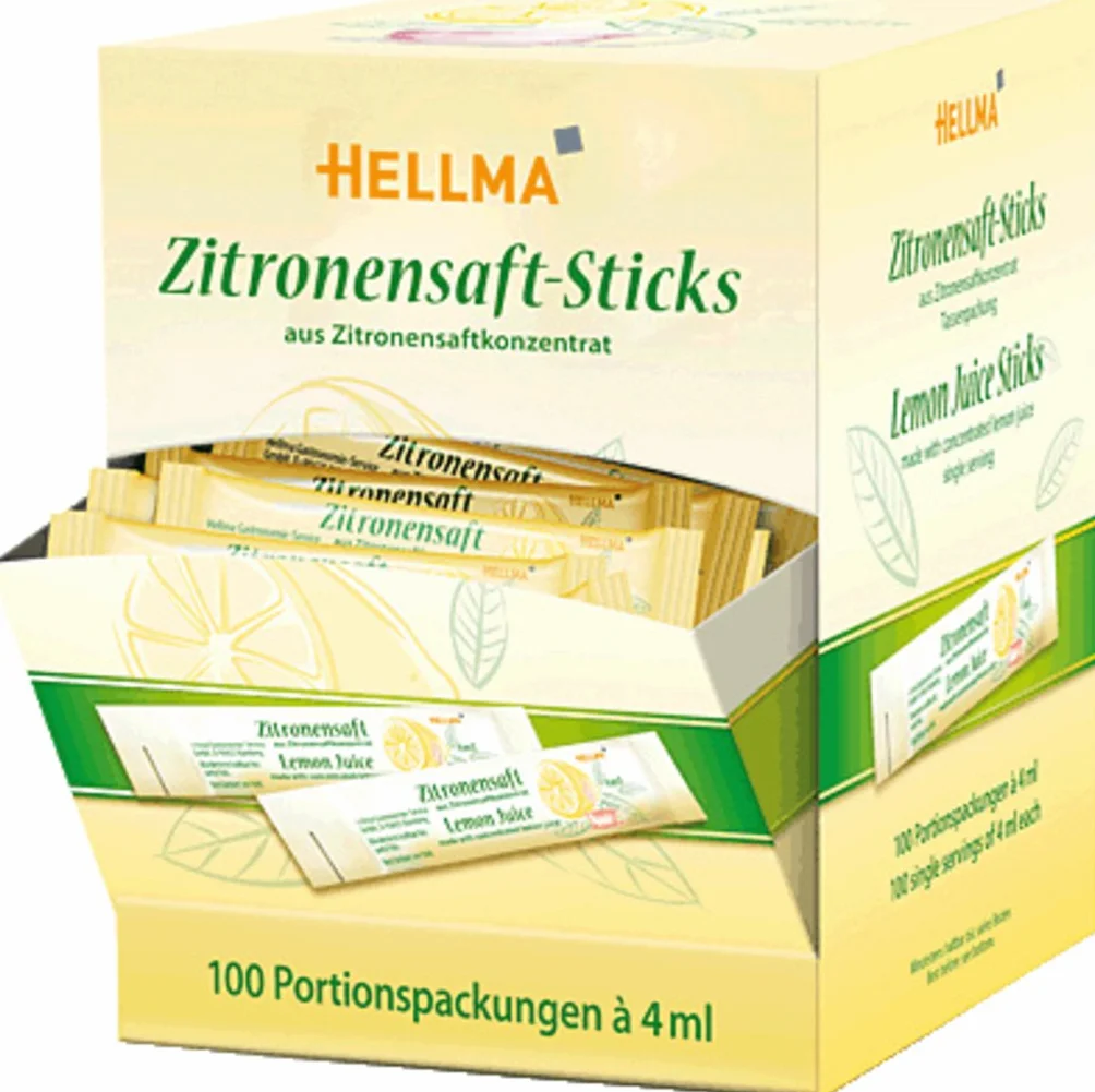 Hellma Koncentrat Sok z Cytryny w Saszetkach, Koncentrat Soku z Cytryny, Herbata, 100 Porcji po 4 ml