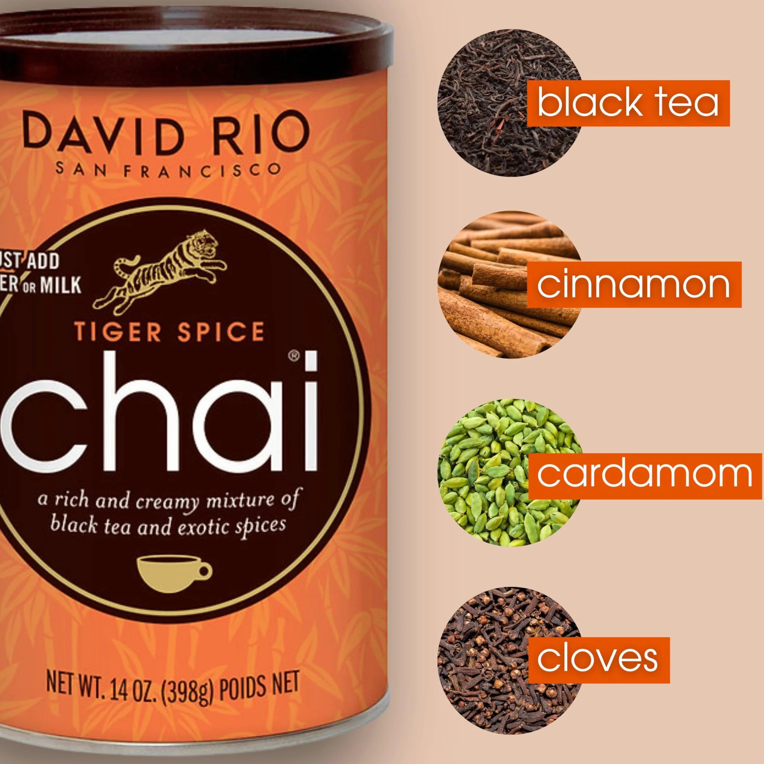 David Rio - Tiger Spice Chai, kartonowa puszka (1 x 398 g)