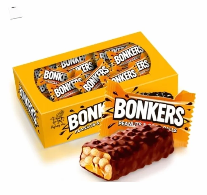 Cukierki Bonkers 1kg chrupiący baton z orzechami i kuleczkami Flying Cow AIM Shipsy Block