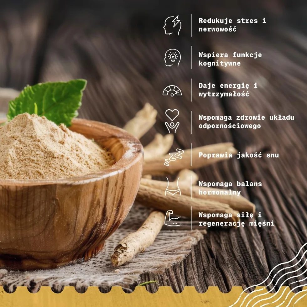 Organiczna Ashwagandha w proszku 200g. Naturalny i czysty, wyprodukowany w Indiach z organicznego korzenia Withania somnifera. NaturalBio
