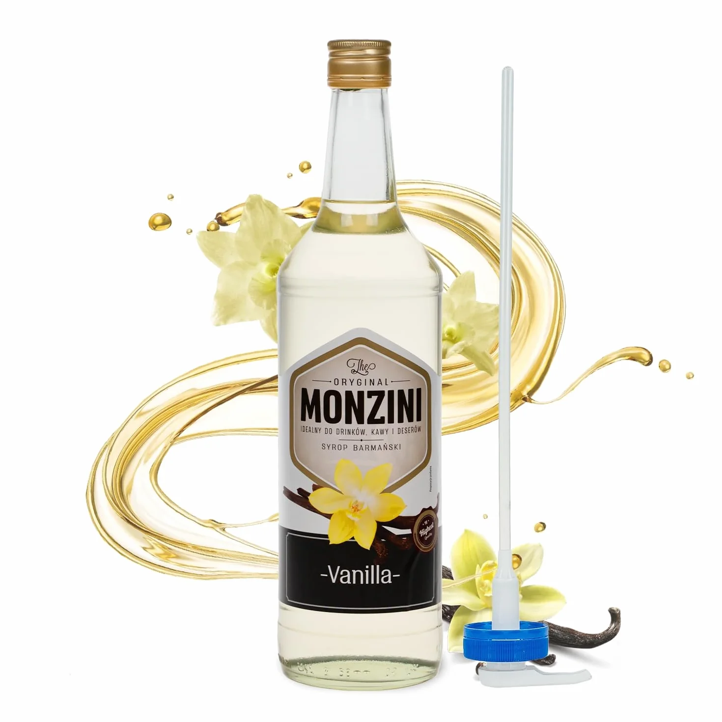 Monzini Syrop barmański z pompką 1L o smaku Blue Curacao (Waniliowy)