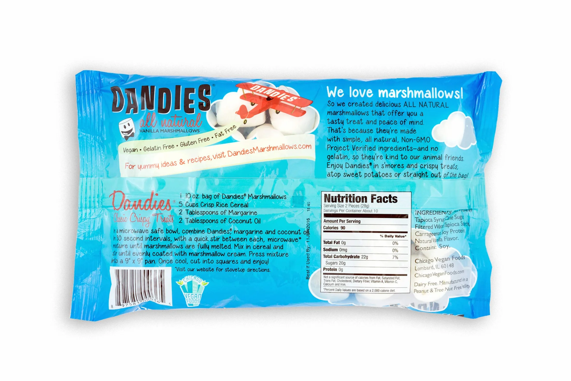 Dandies Vegan Marshmallows, 10 Ounce Pack of 3