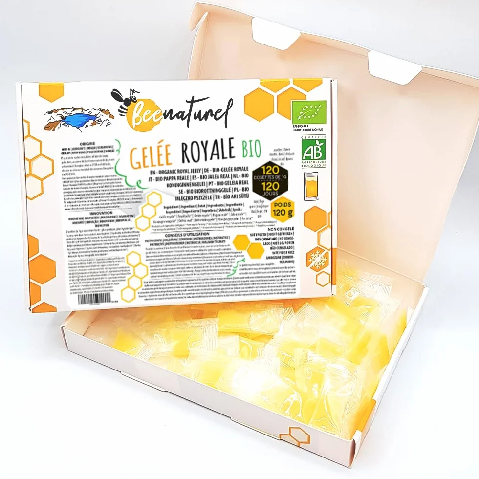 Organiczne mleczko pszczele 120 kapsułek 1g | Program zimowy 4 miesiące | Odporność dorosłych dzieci | 100% naturalny