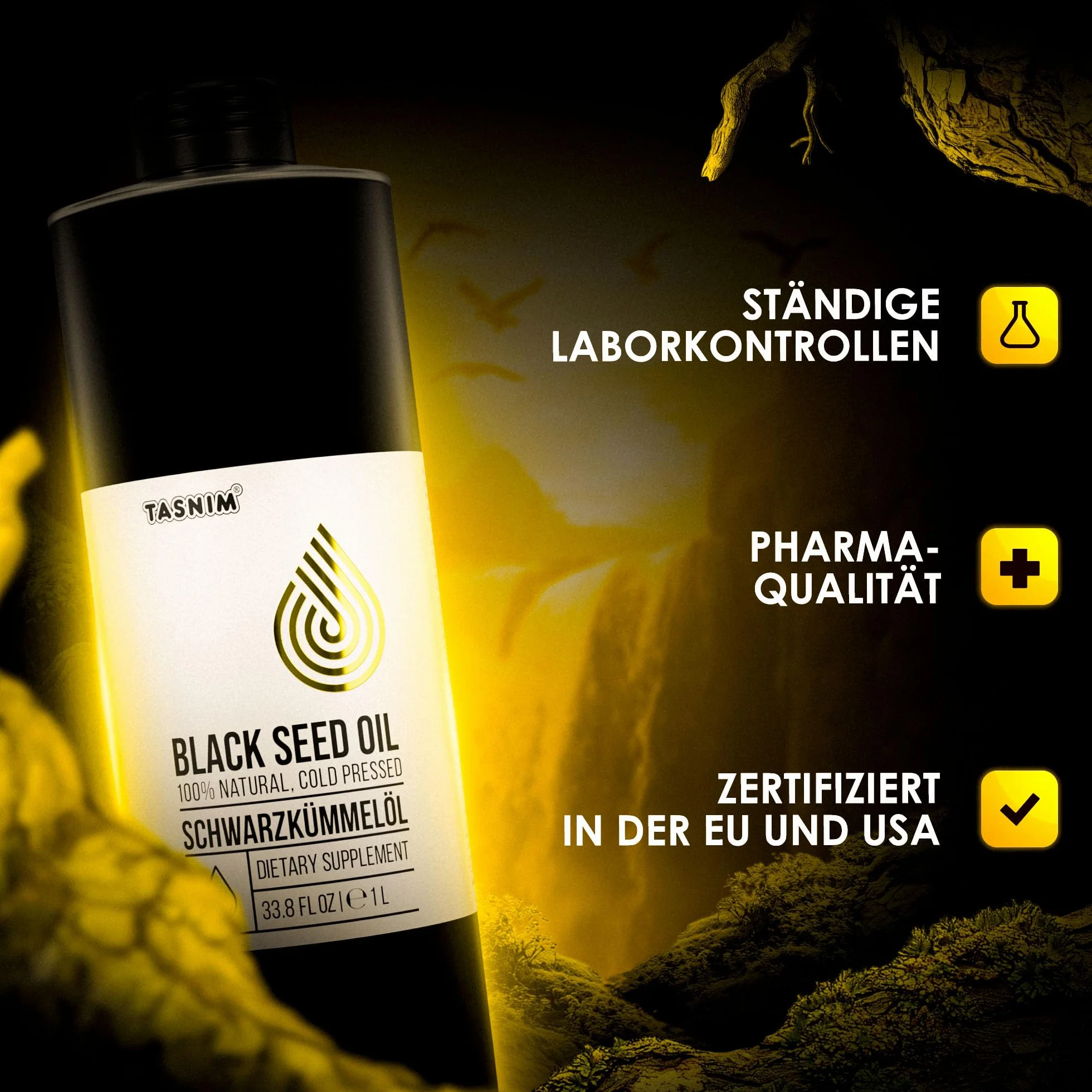 Olej z czarnuszki 1000 ml tłoczony na zimno z etiopskich nasion Tasnim