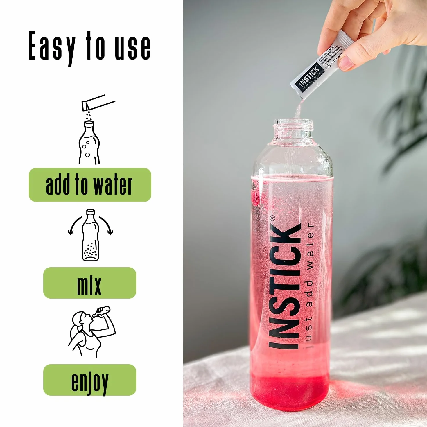 INSTICK | bezcukrowy napój instant – zestaw do miksowania 12 różnych rodzajów | opakowanie 12 szt. na 12 x 0,5 l | proszek do napojów – wegański, niskokaloryczny, z witaminą C, aromatyzowany